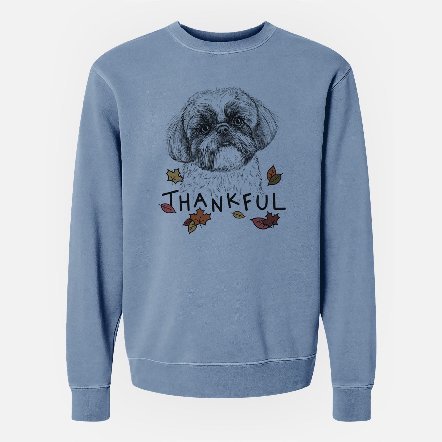 Thankful Simon the Shih Tzu - Unisex Pigment Dyed Crew Sweatshirt