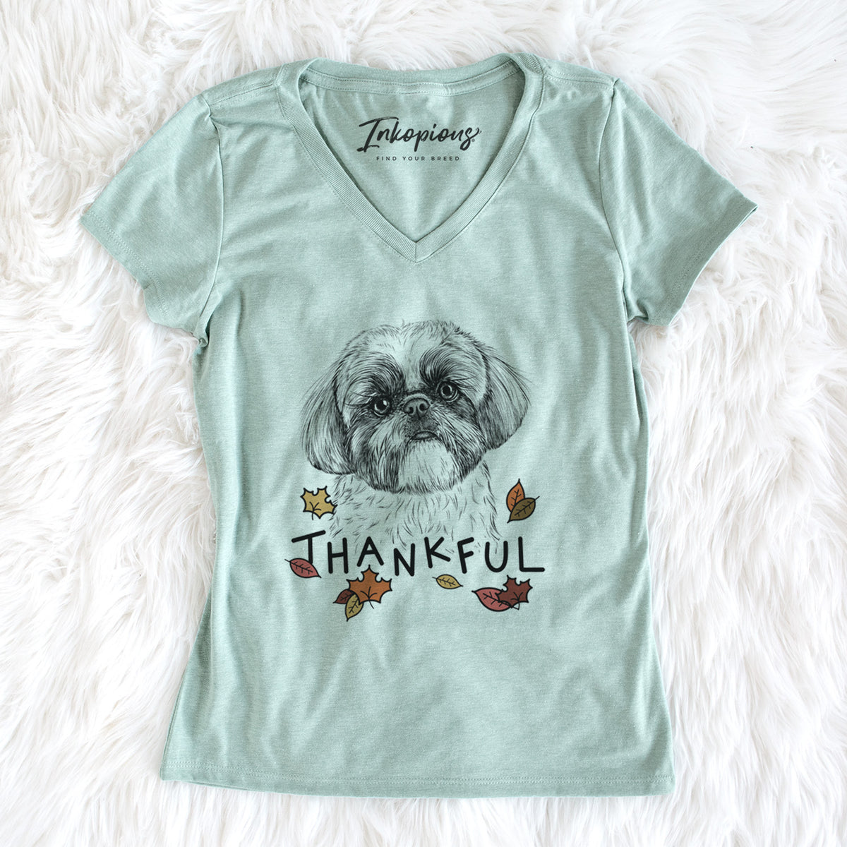 Thankful Simon the Shih Tzu - Women&#39;s V-neck Shirt