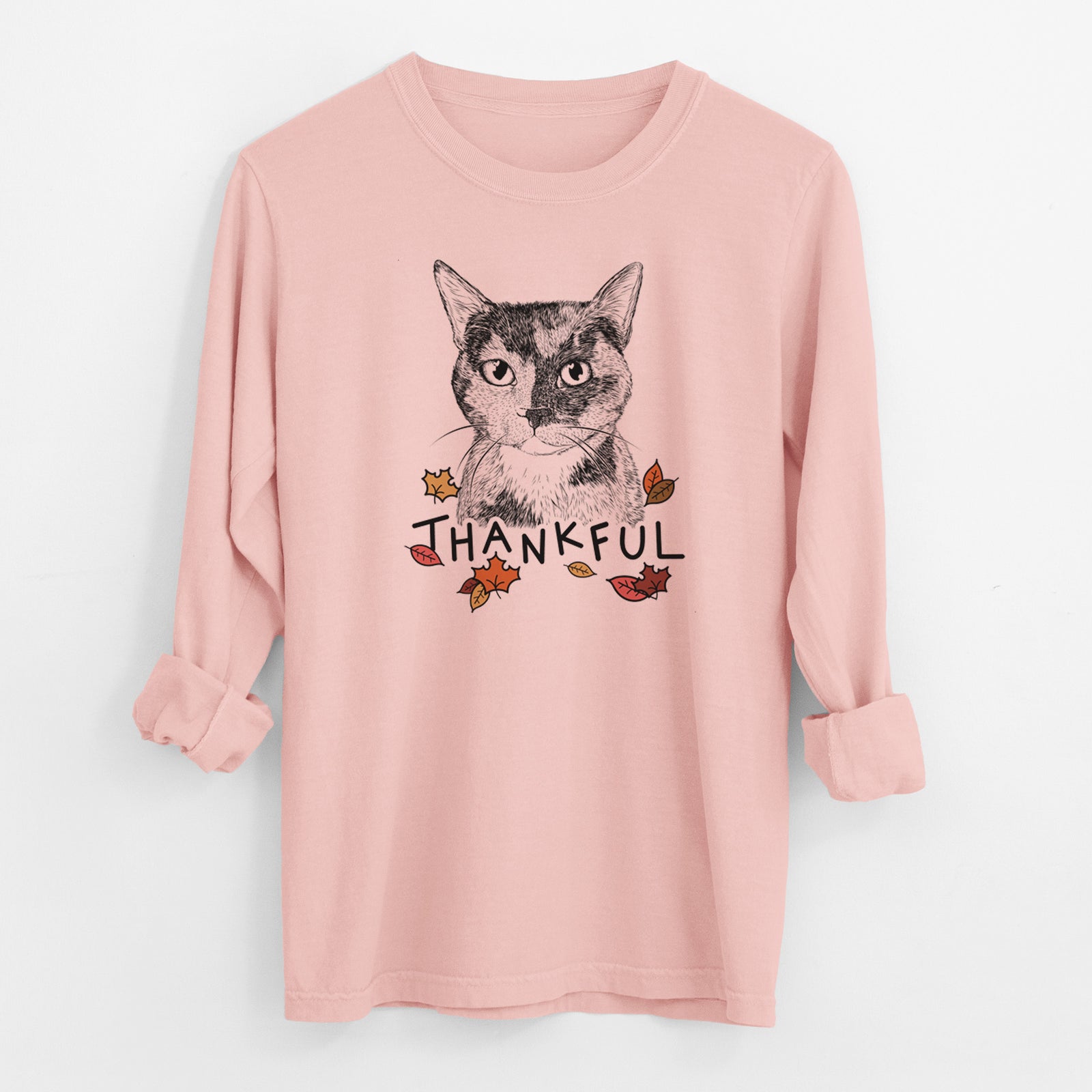 Thankful Spooky Kitty the Tortoiseshell Cat - Men's Heavyweight 100% Cotton Long Sleeve