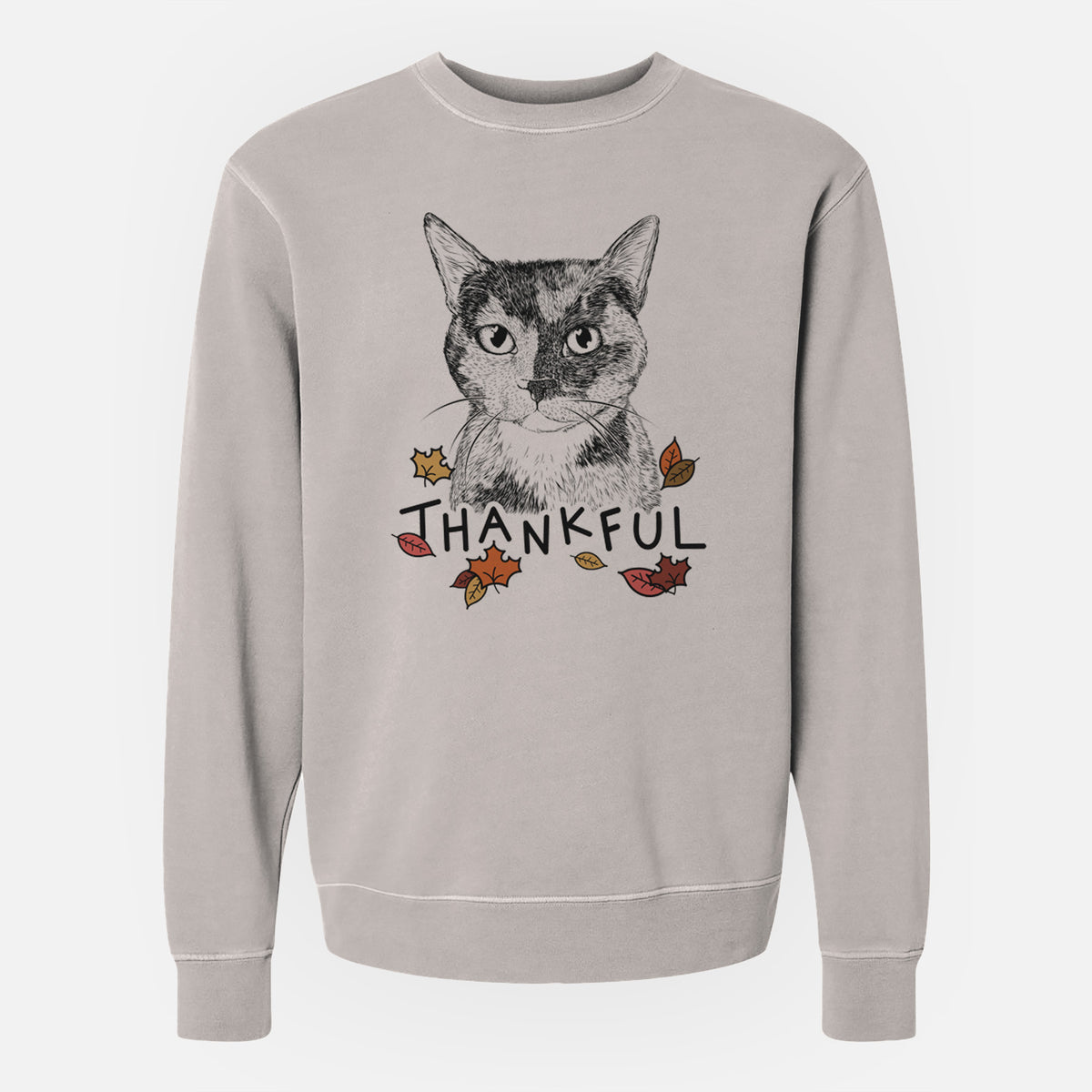 Thankful Spooky Kitty the Tortoiseshell Cat - Unisex Pigment Dyed Crew Sweatshirt