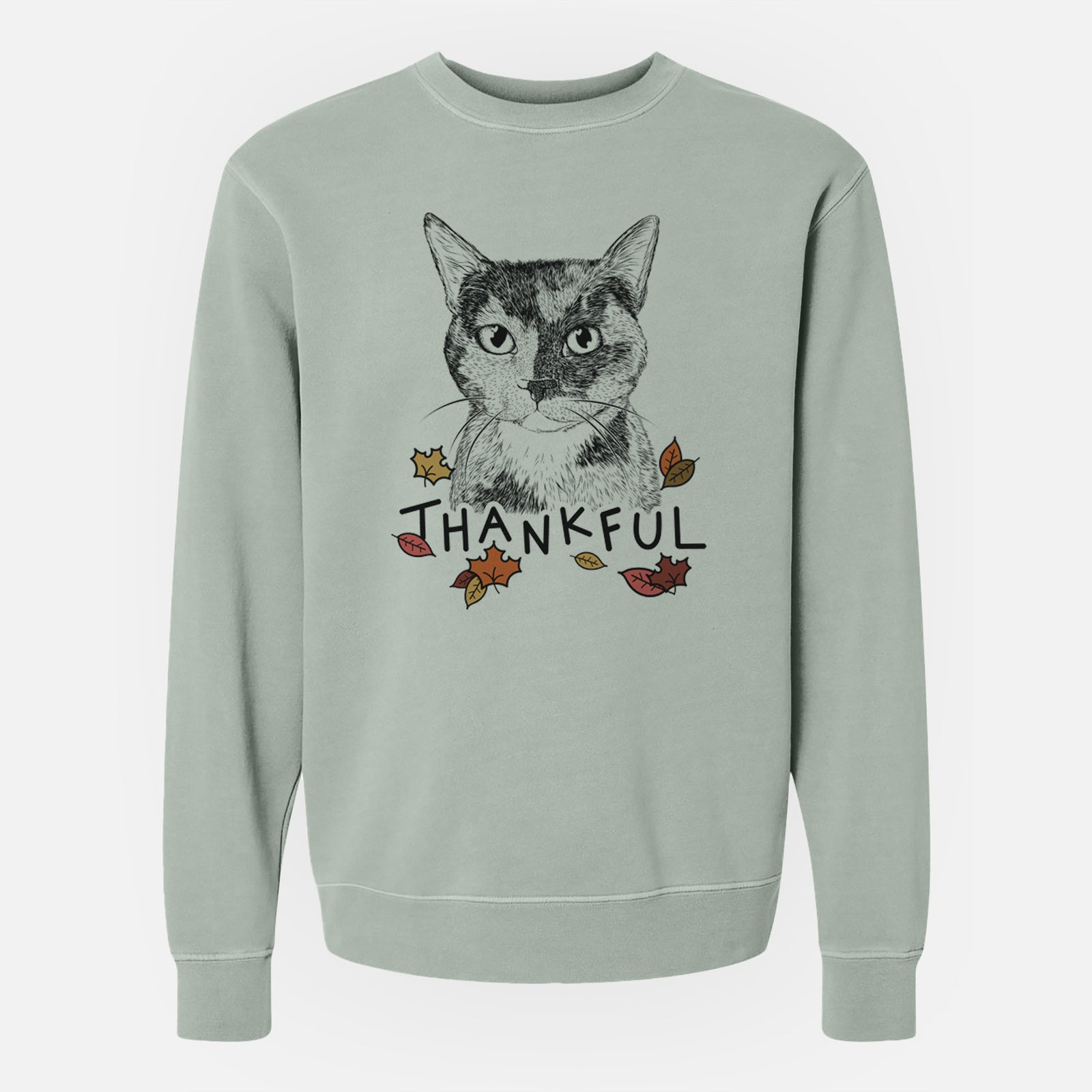 Thankful Spooky Kitty the Tortoiseshell Cat - Unisex Pigment Dyed Crew Sweatshirt