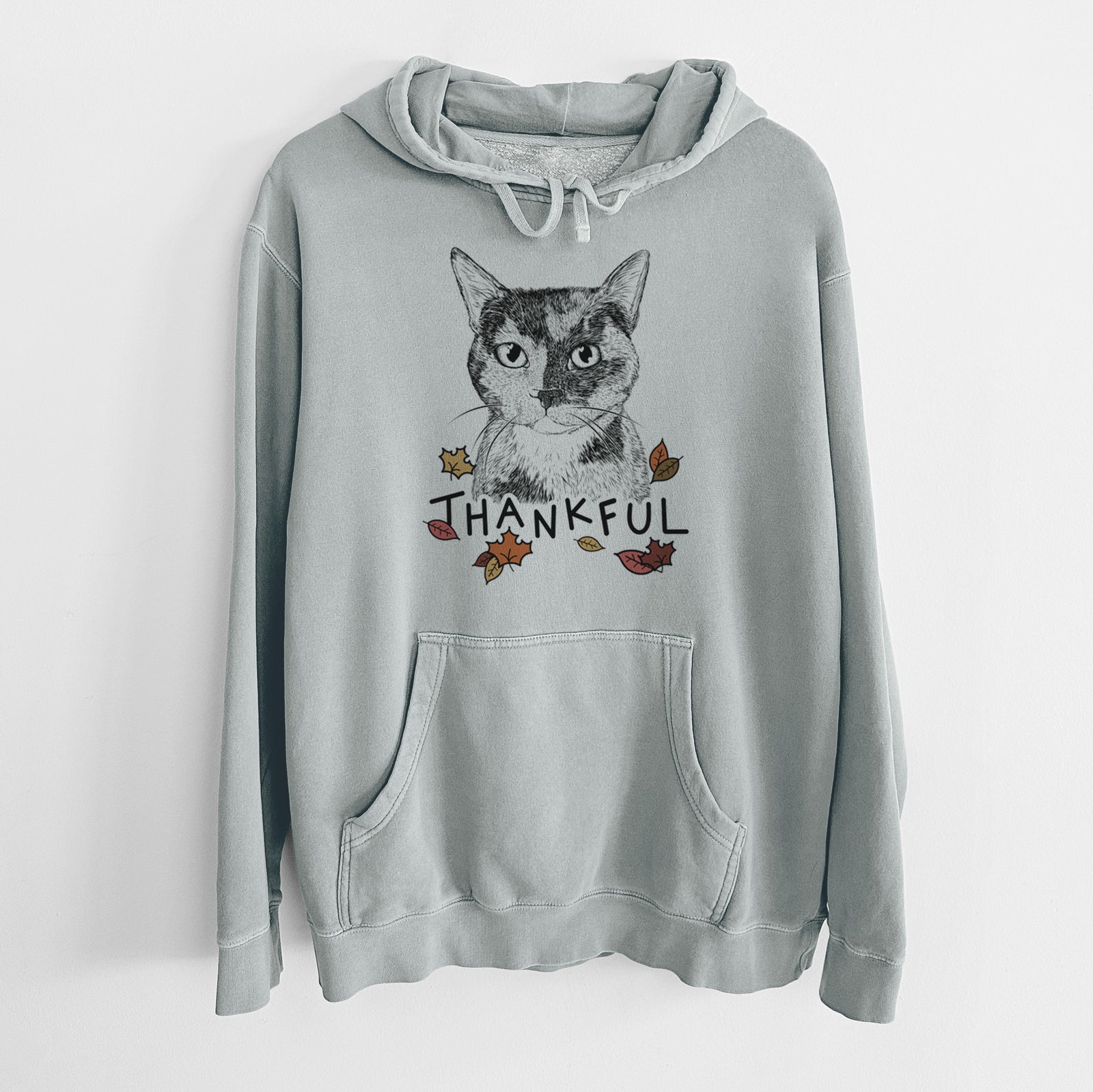 Thankful Spooky Kitty the Tortoiseshell Cat - Unisex Pigment Dyed Hoodie