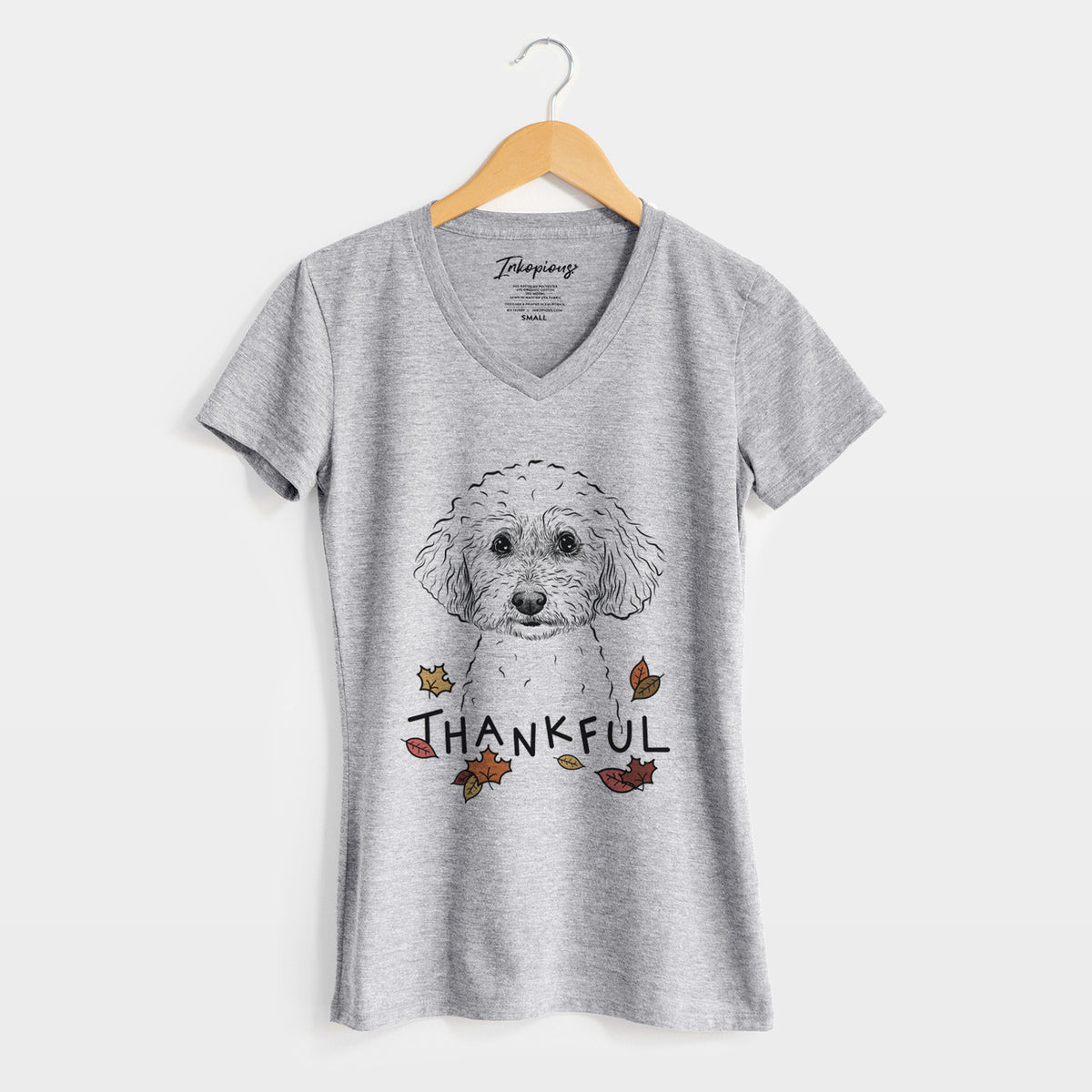 Thankful Stitch the Bichonpoo - Women's V-neck Shirt