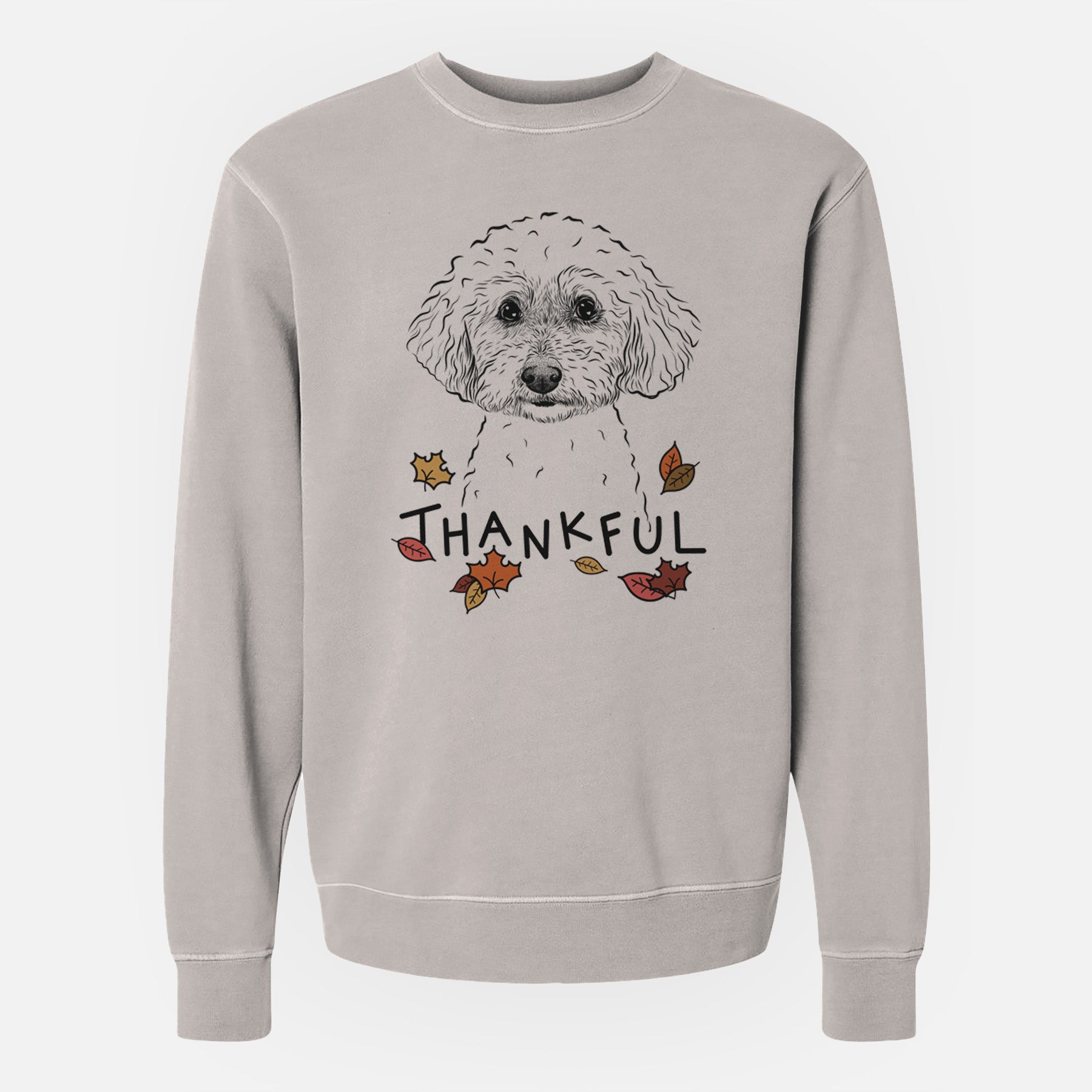 Thankful Stitch the Bichonpoo - Unisex Pigment Dyed Crew Sweatshirt