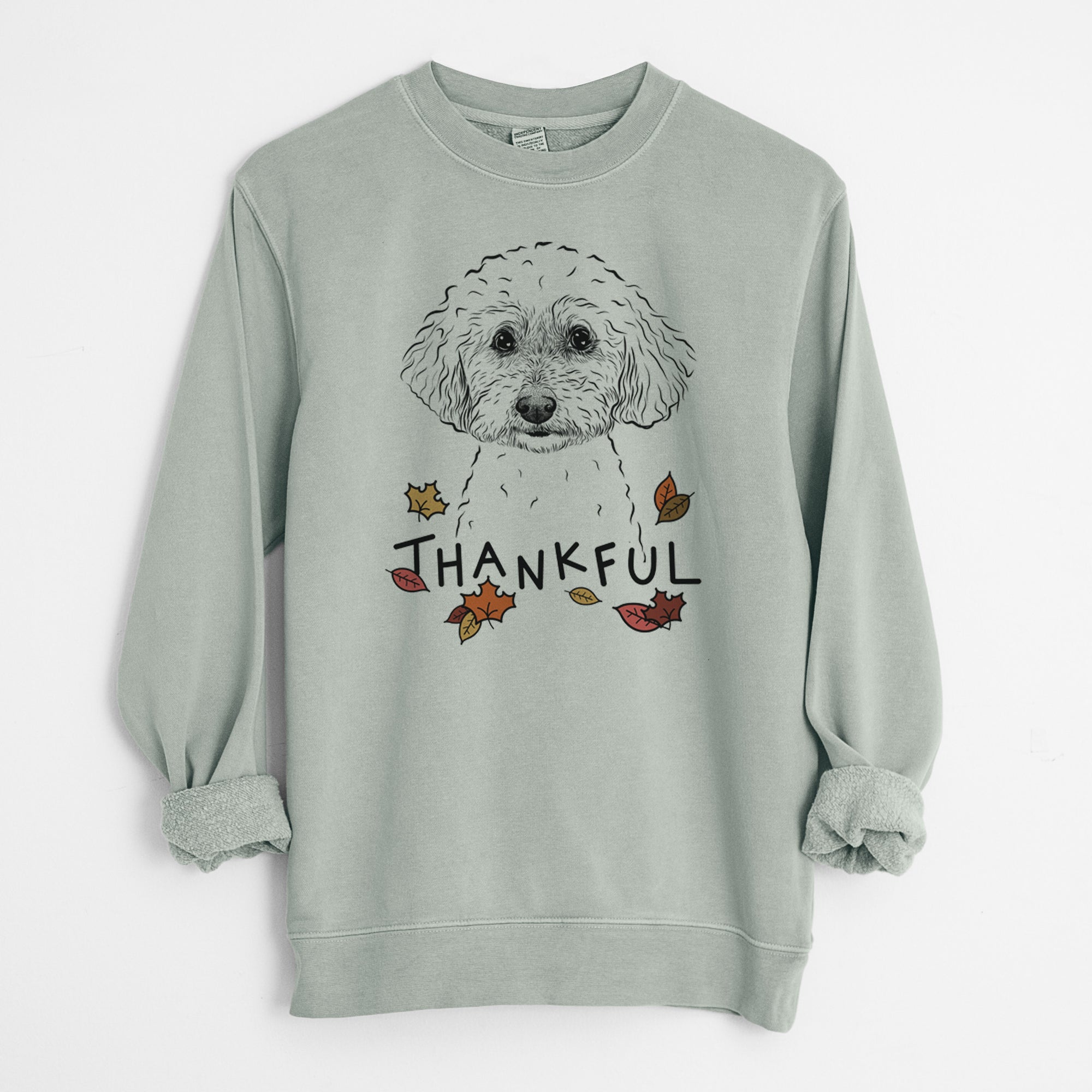 Thankful Stitch the Bichonpoo - Unisex Pigment Dyed Crew Sweatshirt