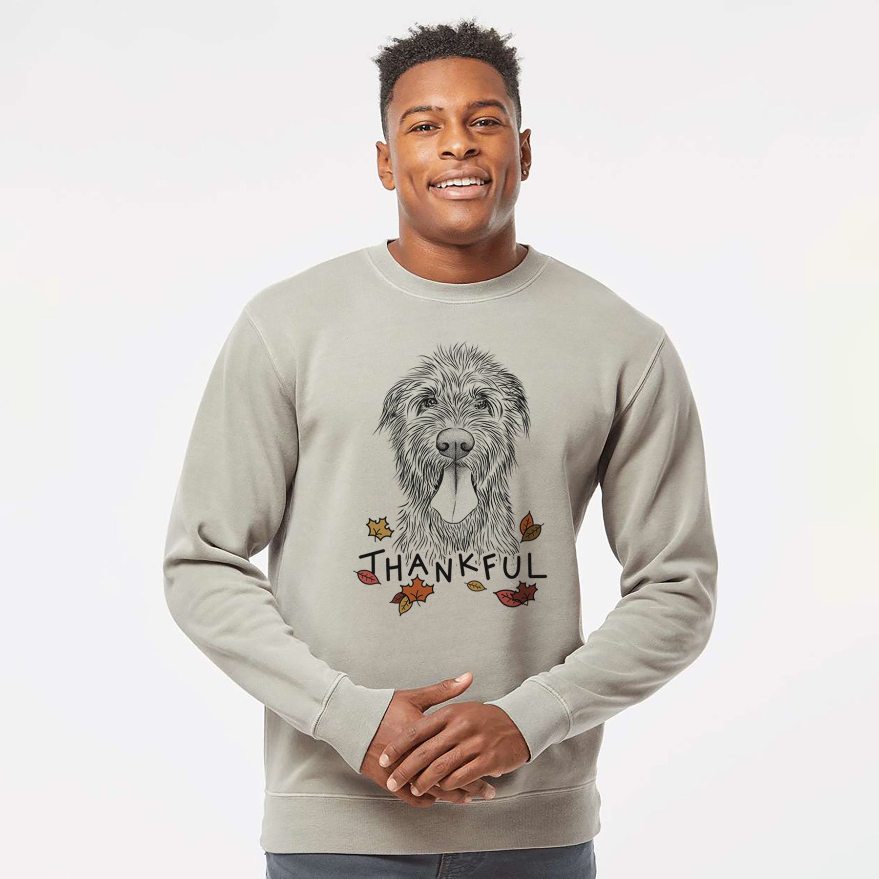 Thankful Sullivan the Irish Wolfhound - Unisex Pigment Dyed Crew Sweatshirt