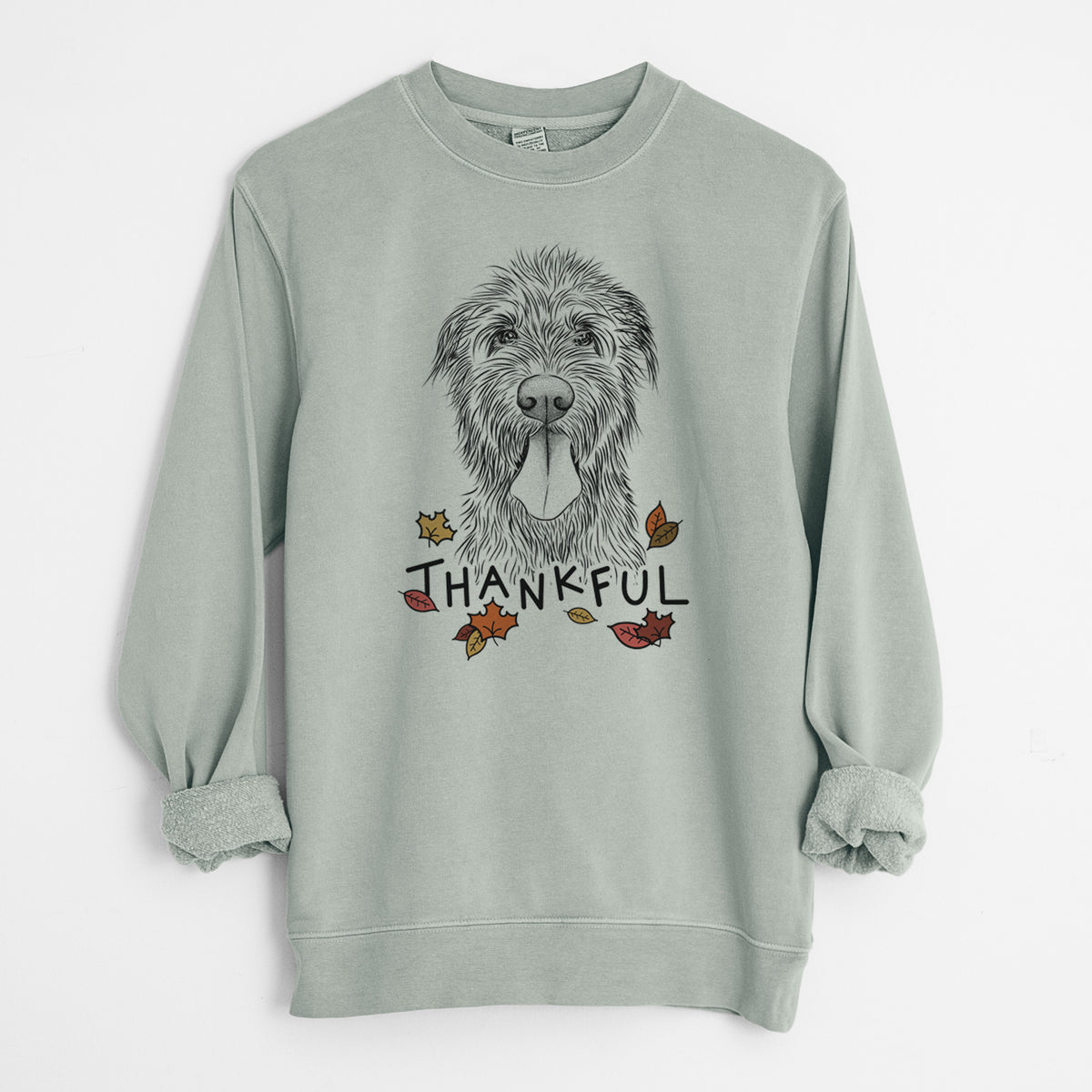 Thankful Sullivan the Irish Wolfhound - Unisex Pigment Dyed Crew Sweatshirt