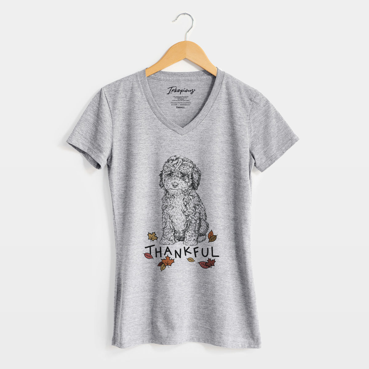 Thankful Sweet Tea the Mini Doodle - Women's V-neck Shirt