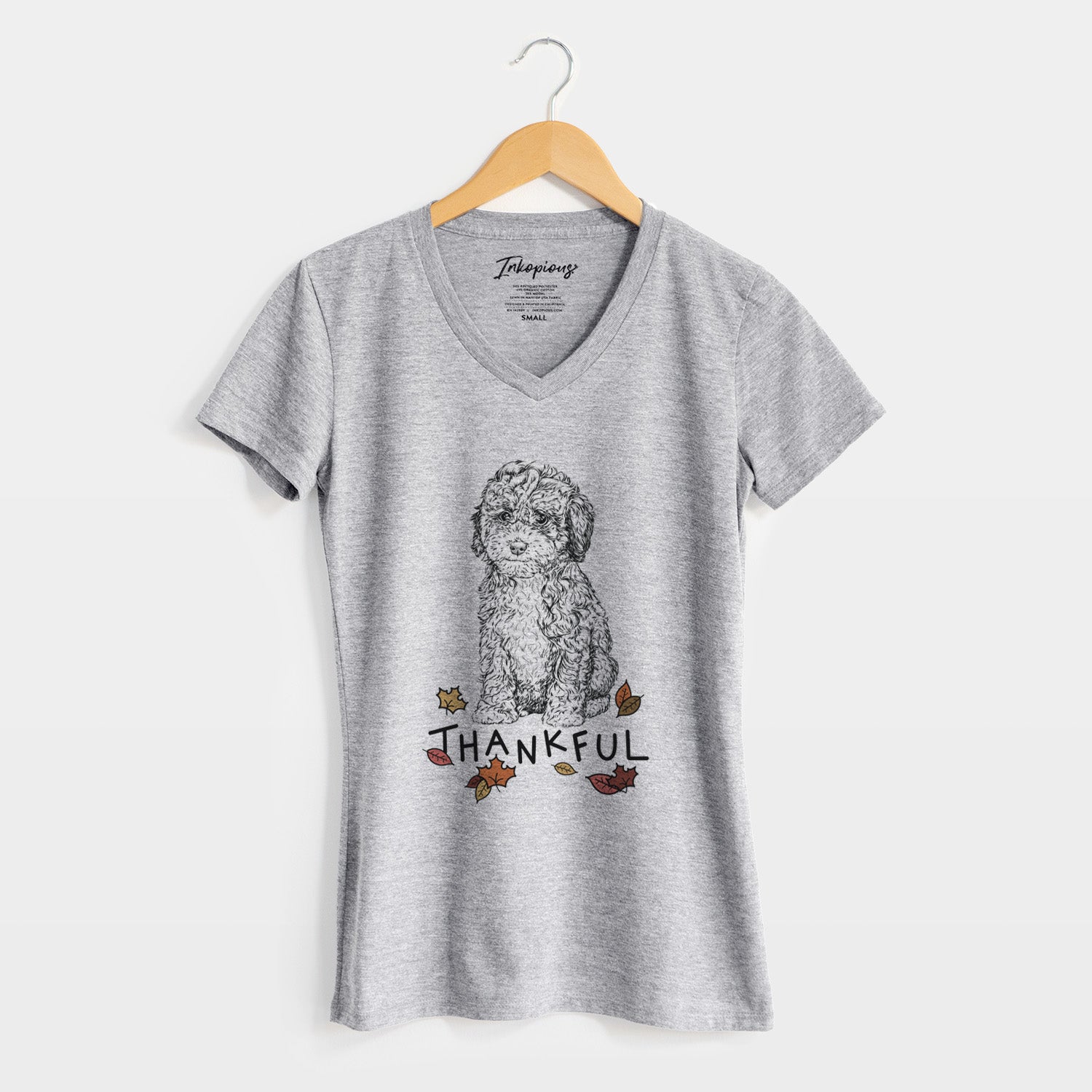 Thankful Sweet Tea the Mini Doodle - Women's V-neck Shirt