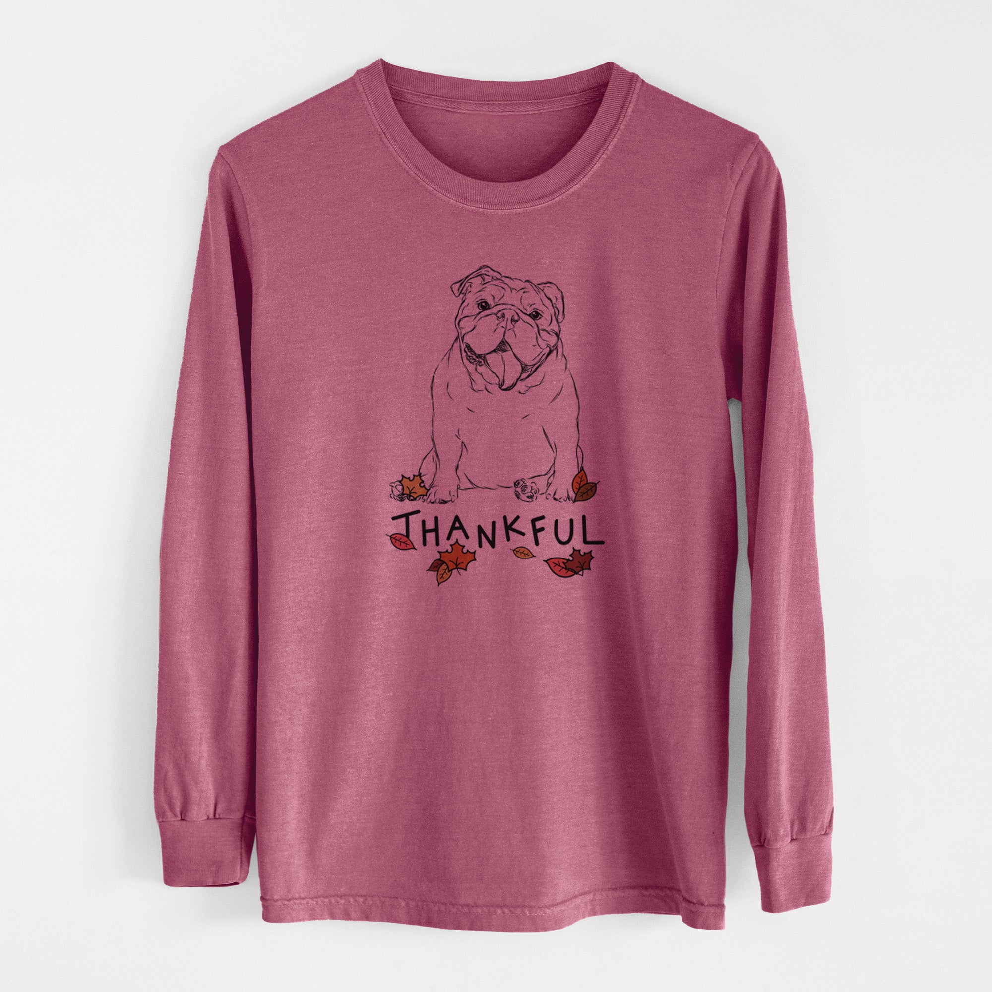 Thankful Tank the English Bulldog - Men's Heavyweight 100% Cotton Long Sleeve