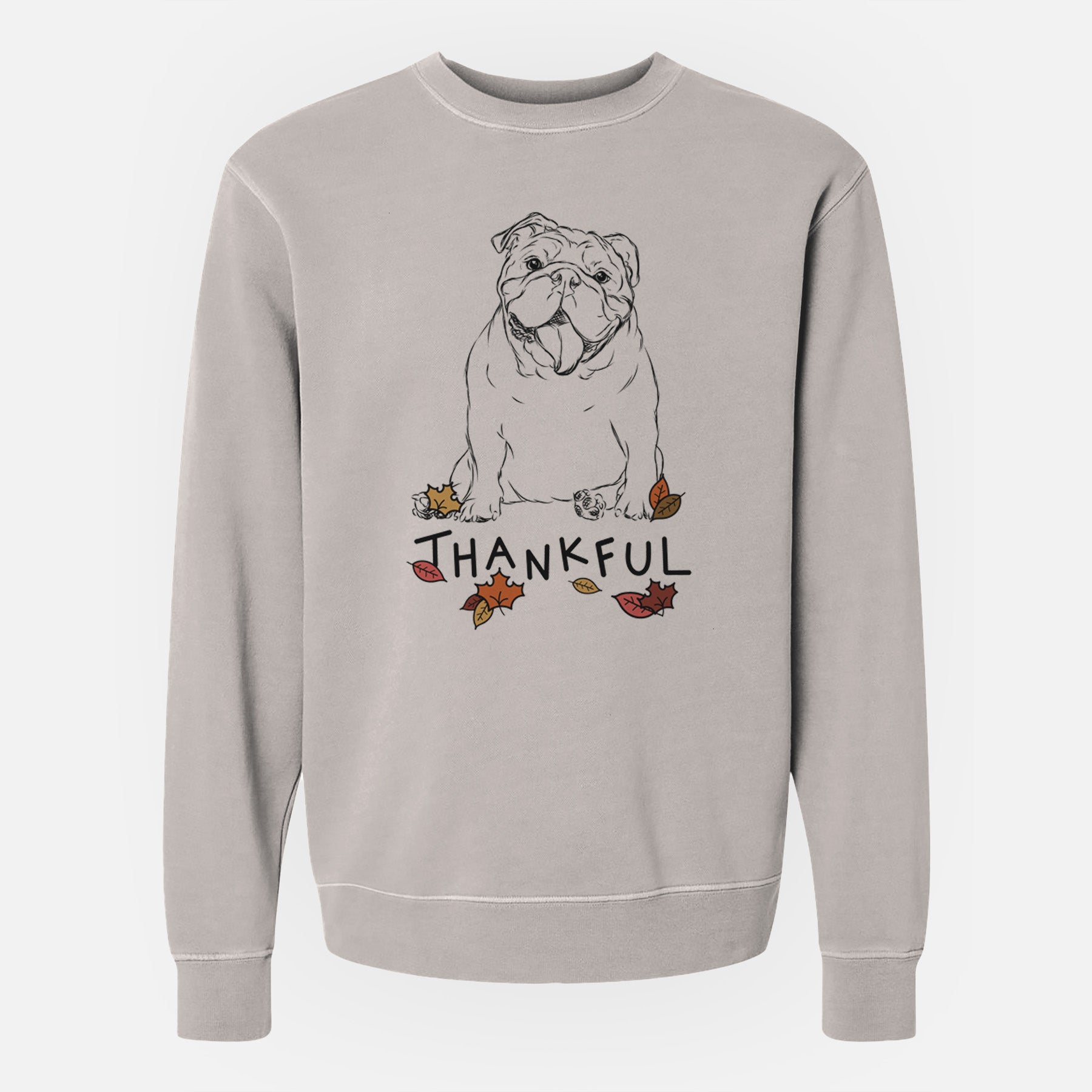 Thankful Tank the English Bulldog - Unisex Pigment Dyed Crew Sweatshirt