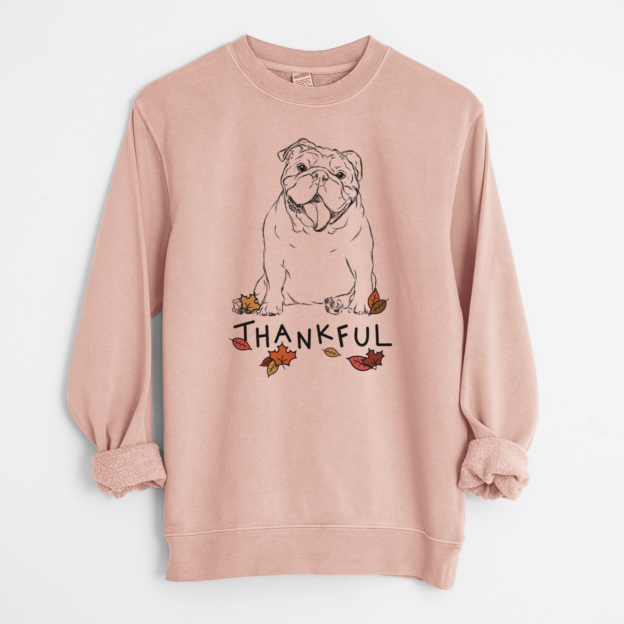 Thankful Tank the English Bulldog - Unisex Pigment Dyed Crew Sweatshirt