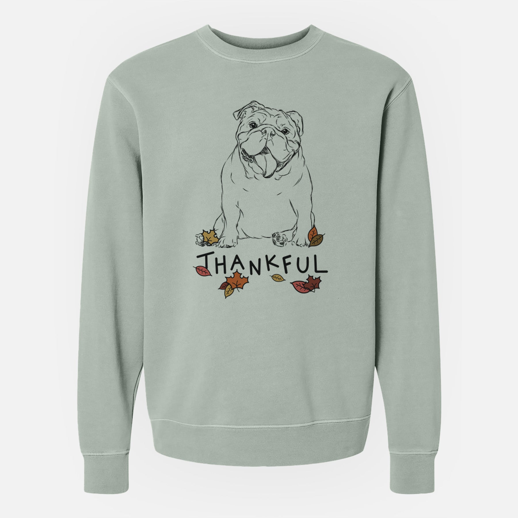 Thankful Tank the English Bulldog - Unisex Pigment Dyed Crew Sweatshirt