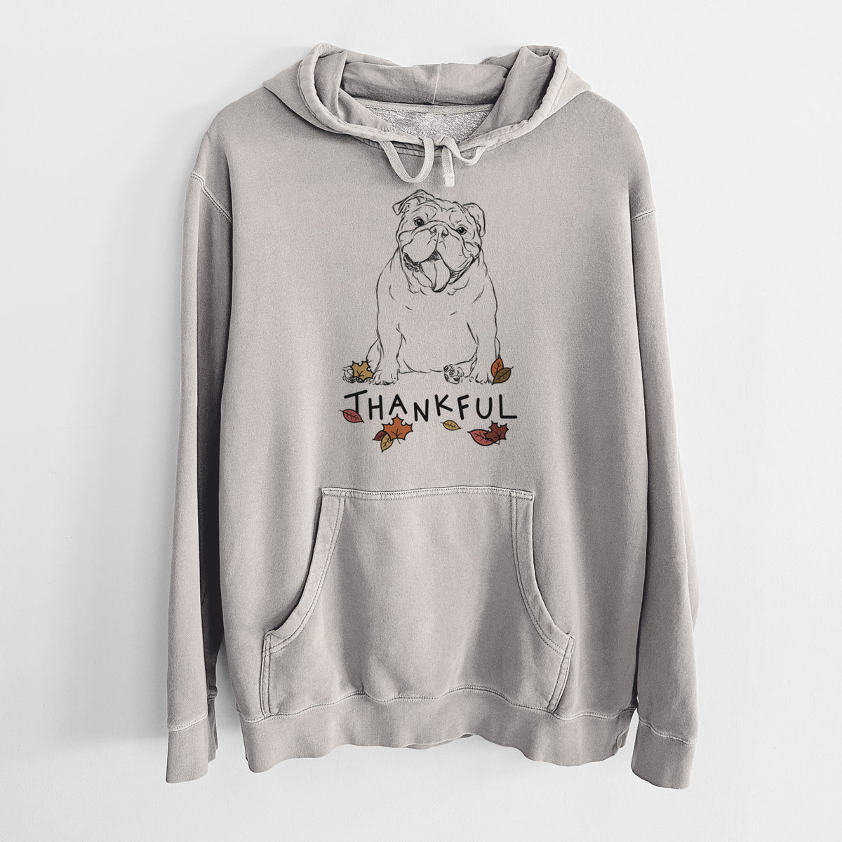 Thankful Tank the English Bulldog - Unisex Pigment Dyed Hoodie