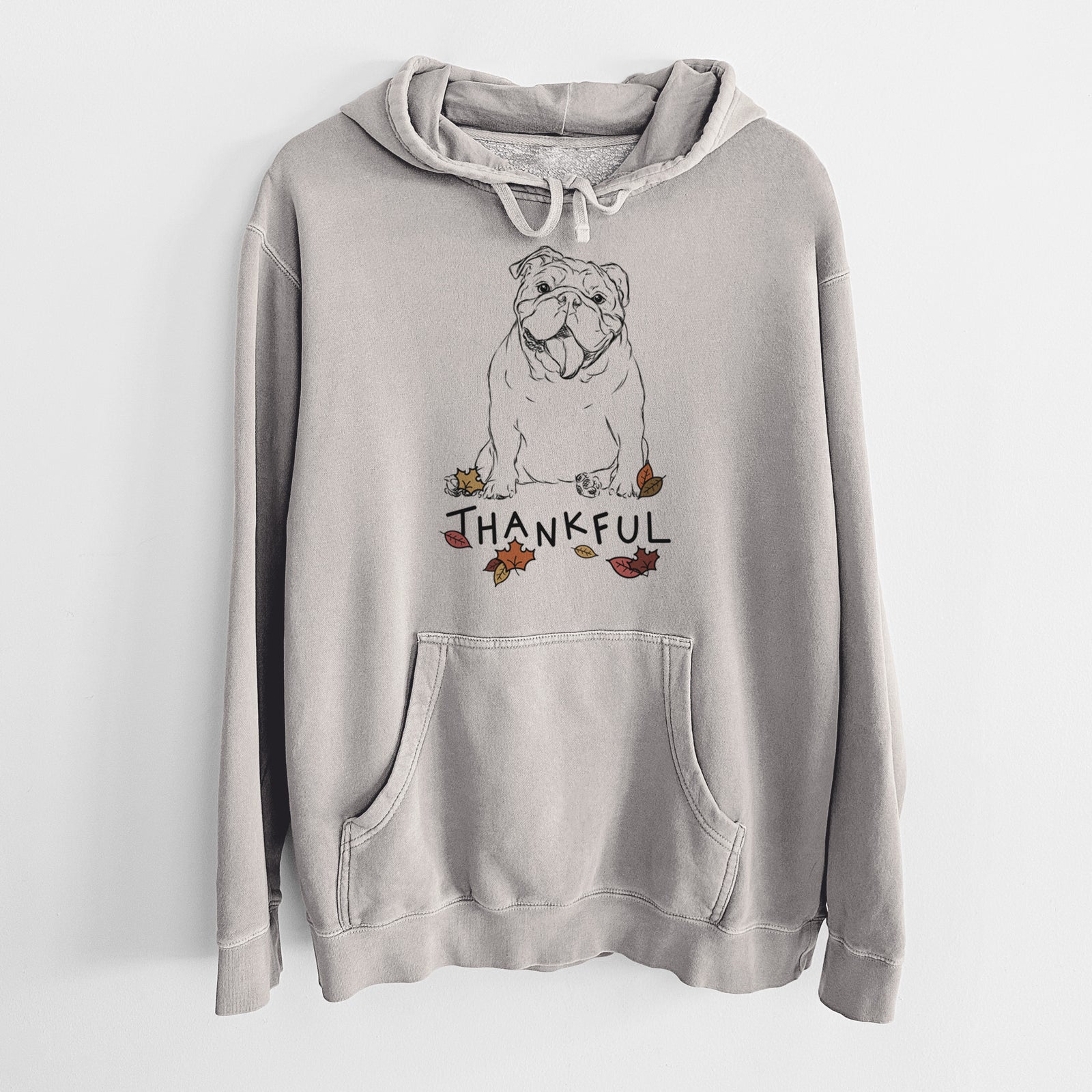 Thankful Tank the English Bulldog - Unisex Pigment Dyed Hoodie