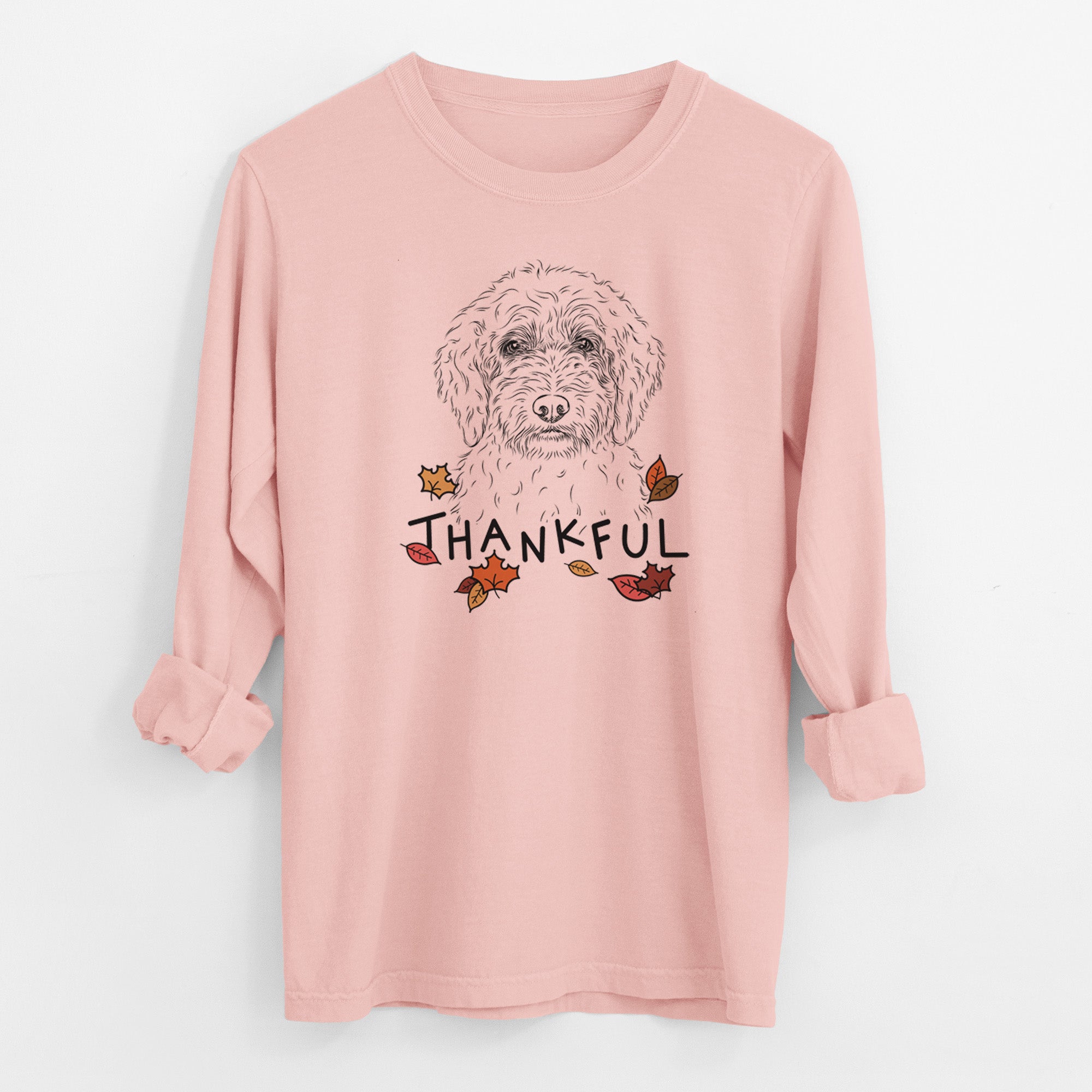 Thankful Teddy the Labradoodle - Men's Heavyweight 100% Cotton Long Sleeve