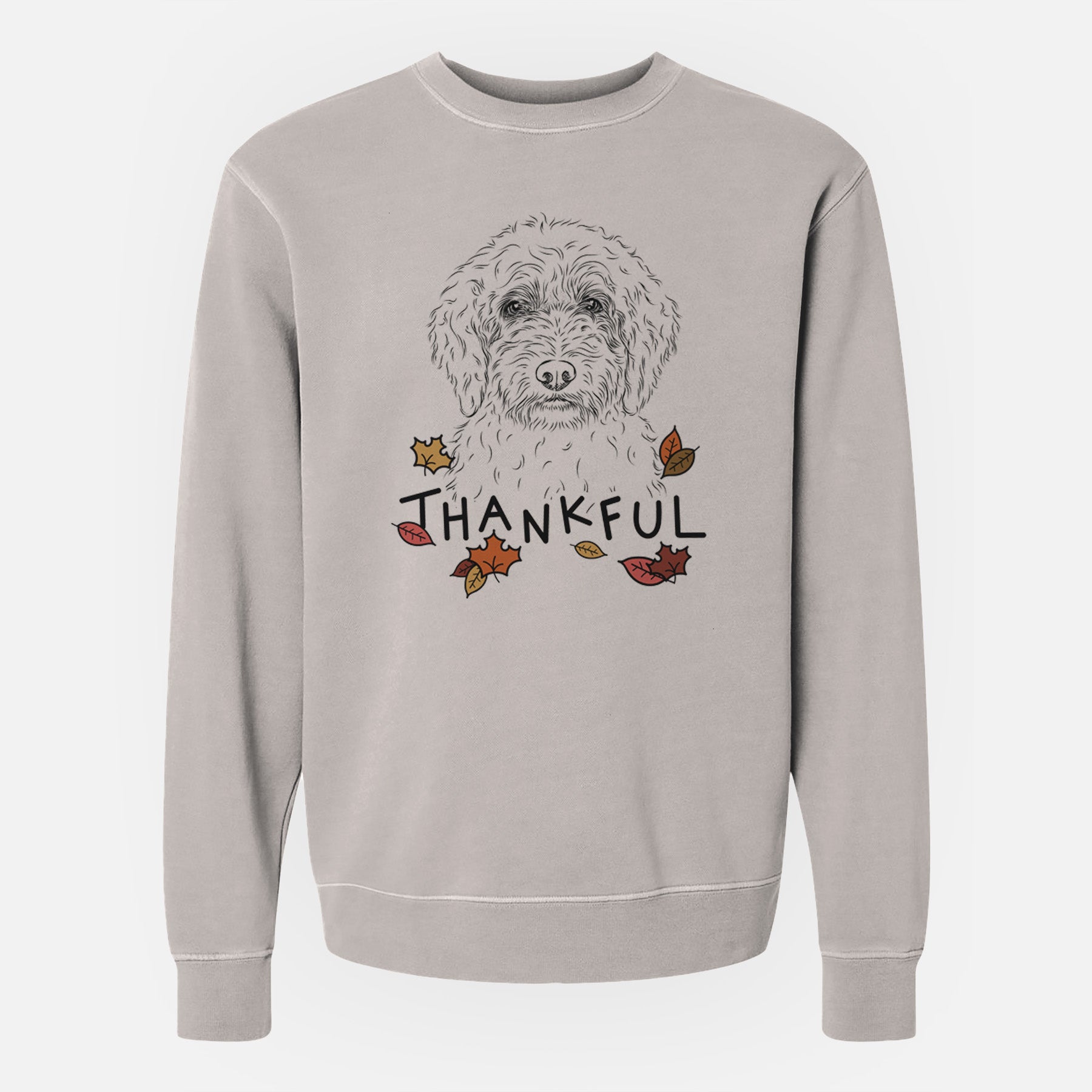 Thankful Teddy the Labradoodle - Unisex Pigment Dyed Crew Sweatshirt