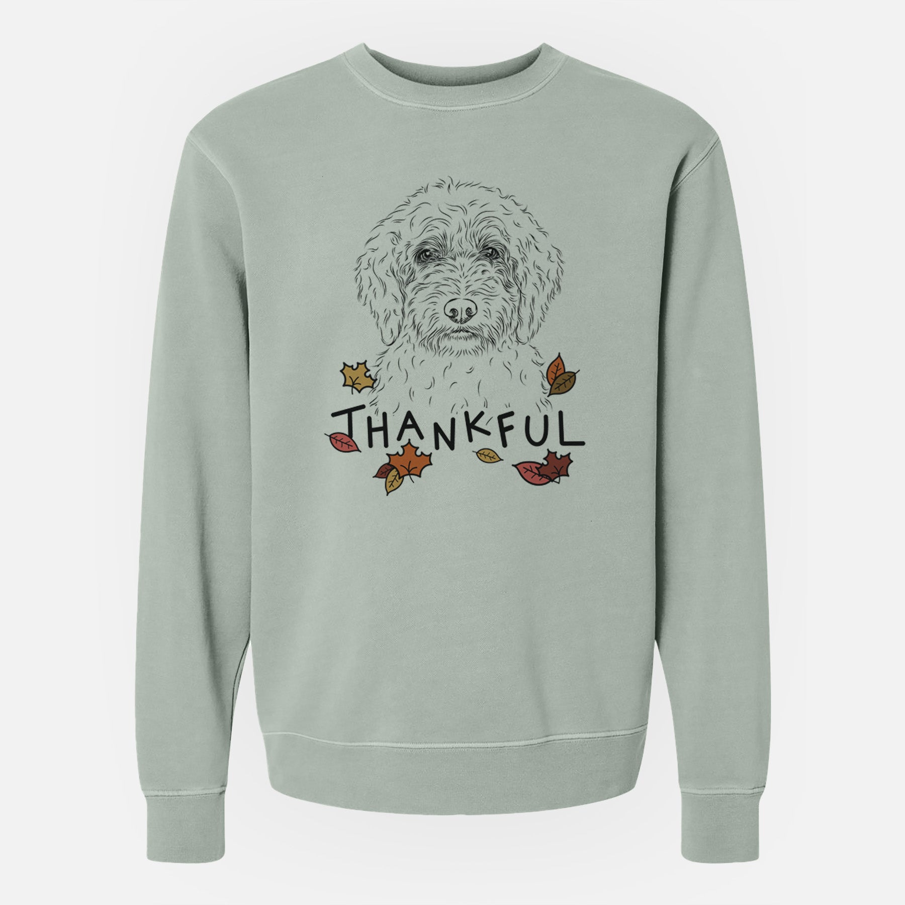 Thankful Teddy the Labradoodle - Unisex Pigment Dyed Crew Sweatshirt