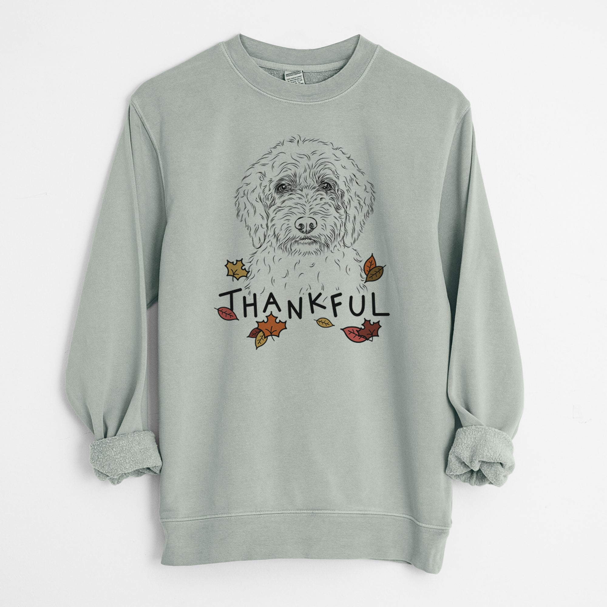 Thankful Teddy the Labradoodle - Unisex Pigment Dyed Crew Sweatshirt