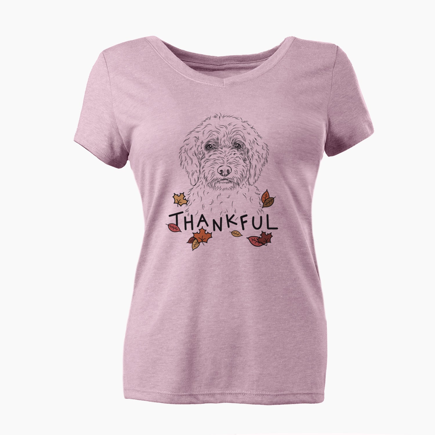 Thankful Teddy the Labradoodle - Women's V-neck Shirt