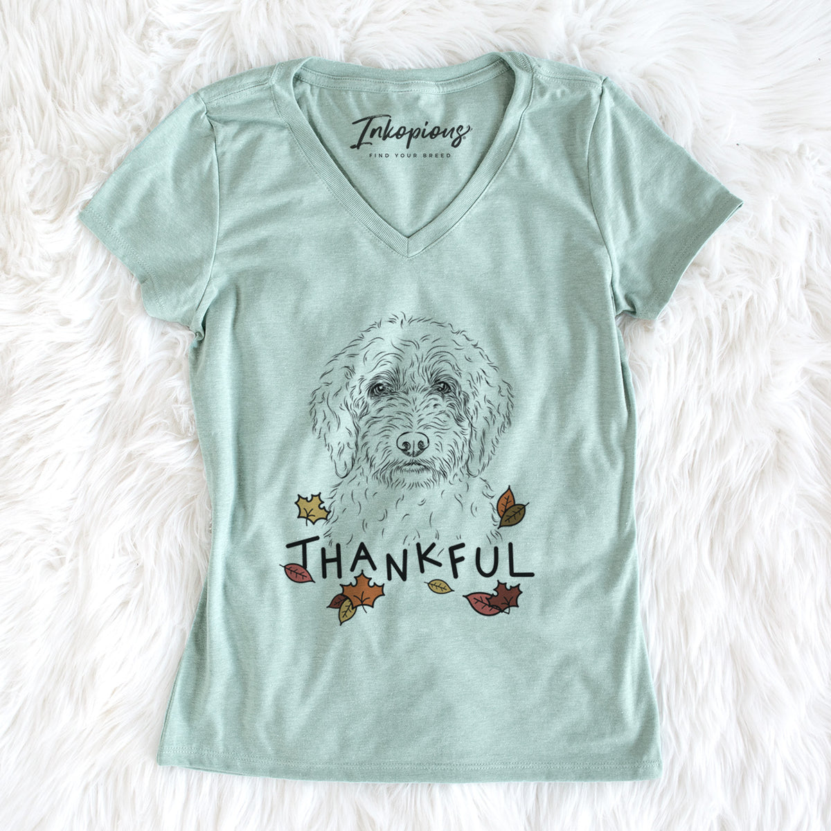 Thankful Teddy the Labradoodle - Women&#39;s V-neck Shirt