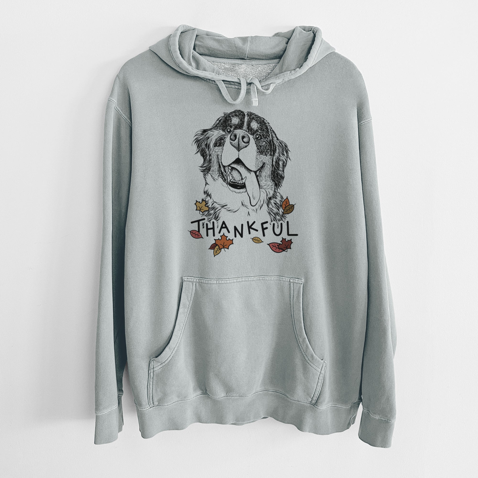 Thankful Theo the Bernese Mountain Dog - Unisex Pigment Dyed Hoodie