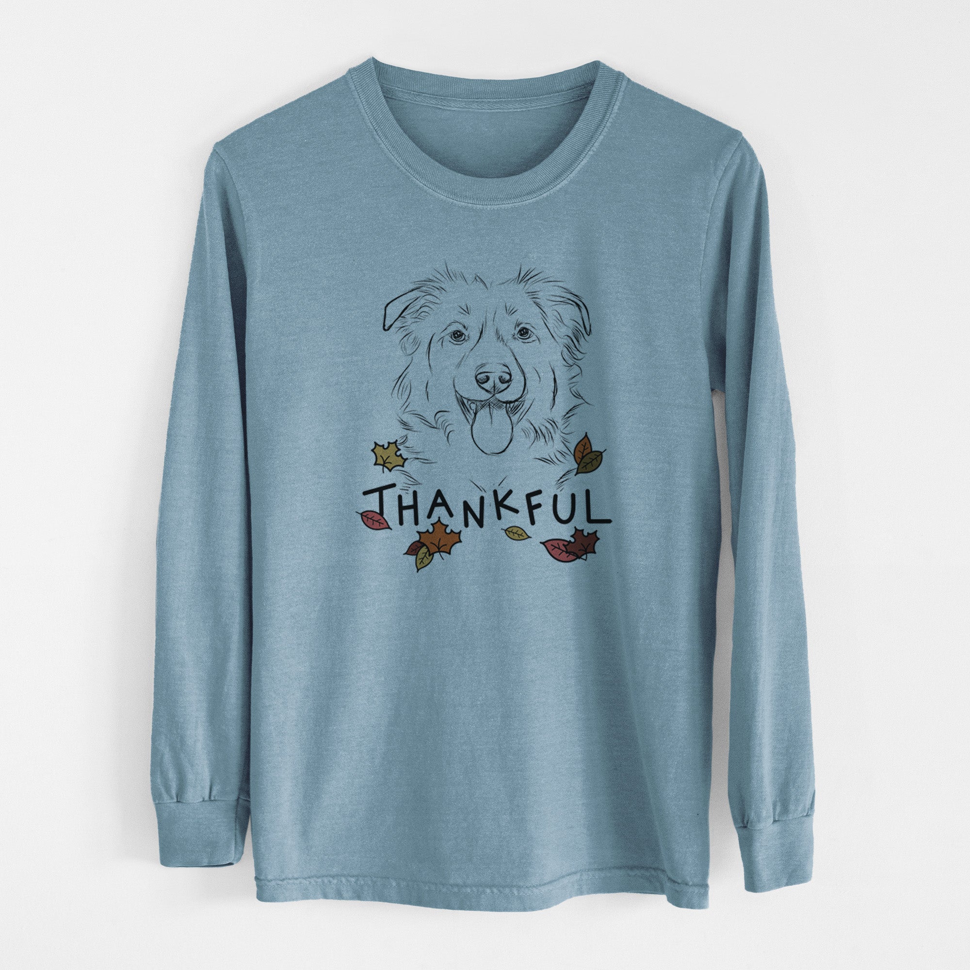 Thankful Tucker the Collie Shepherd - Men's Heavyweight 100% Cotton Long Sleeve