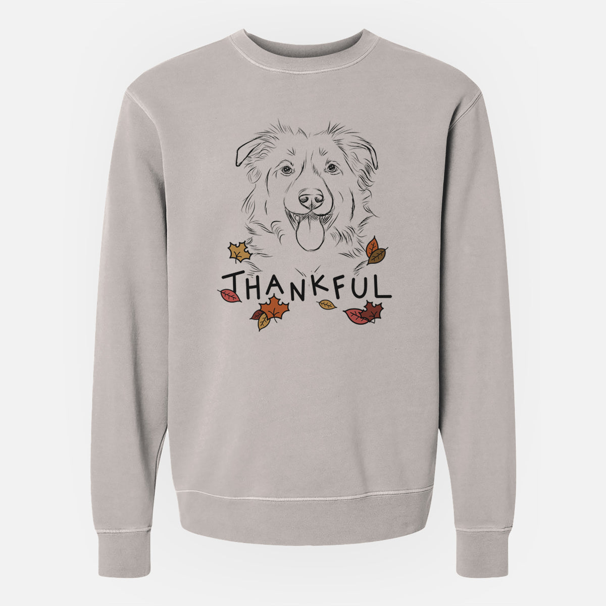 Thankful Tucker the Collie Shepherd - Unisex Pigment Dyed Crew Sweatshirt