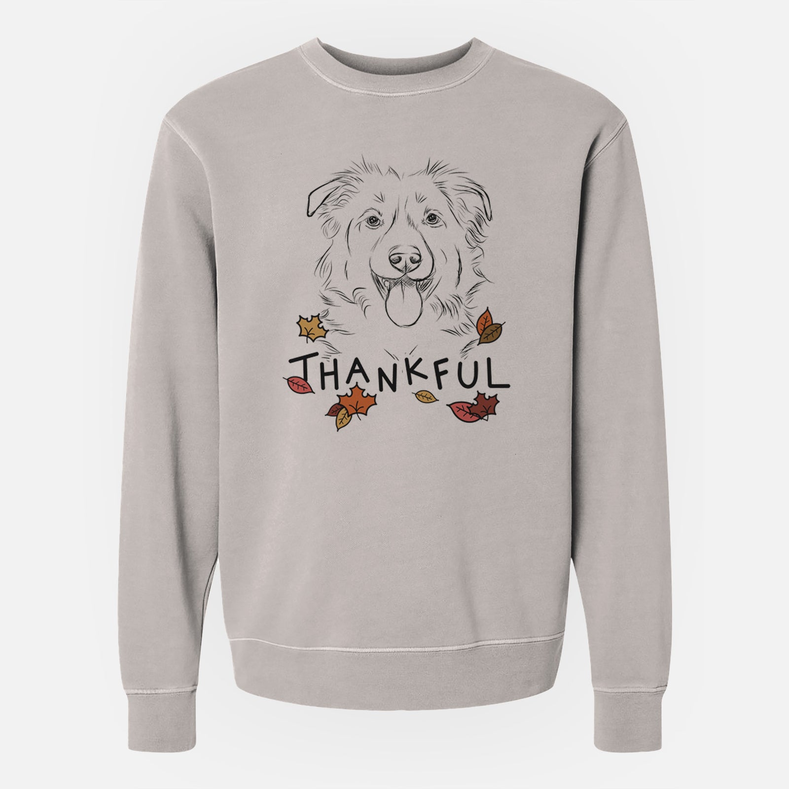 Thankful Tucker the Collie Shepherd - Unisex Pigment Dyed Crew Sweatshirt