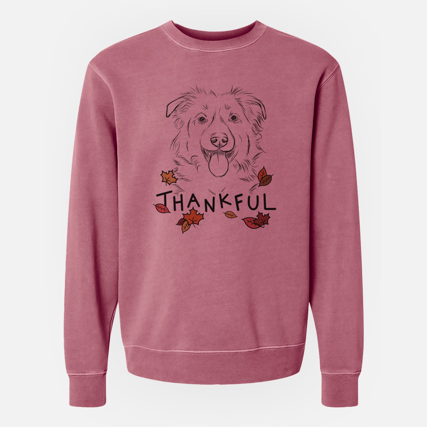 Thankful Tucker the Collie Shepherd - Unisex Pigment Dyed Crew Sweatshirt