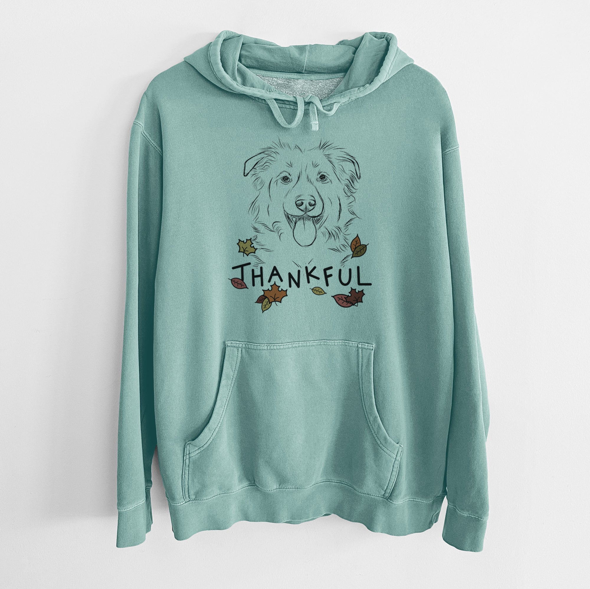 Thankful Tucker the Collie Shepherd - Unisex Pigment Dyed Hoodie