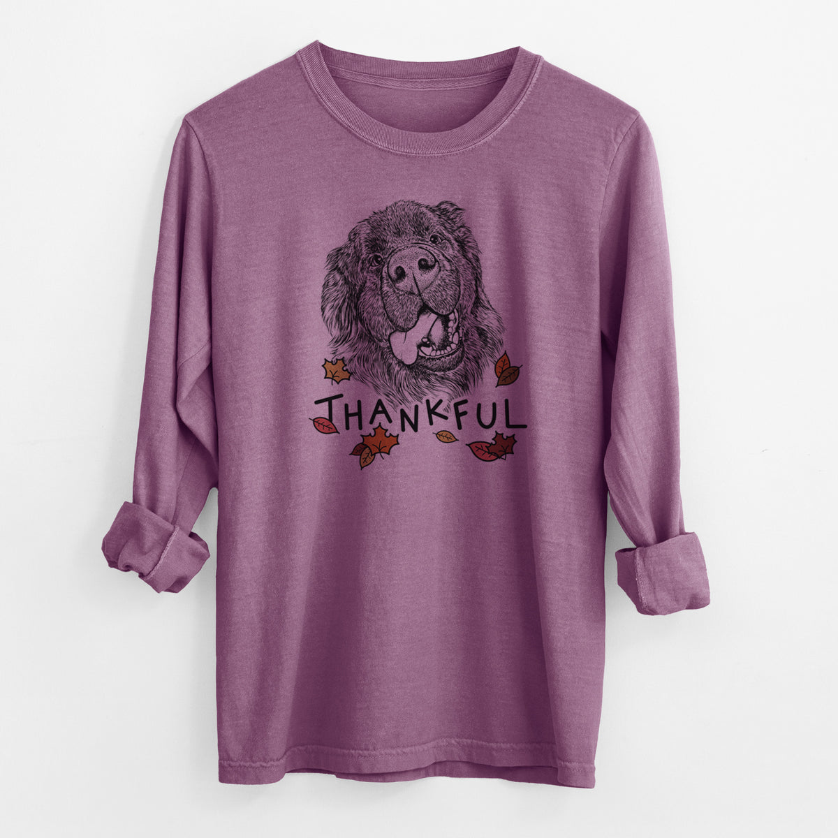 Thankful Tuna the Newfoundland - Men's Heavyweight 100% Cotton Long Sleeve