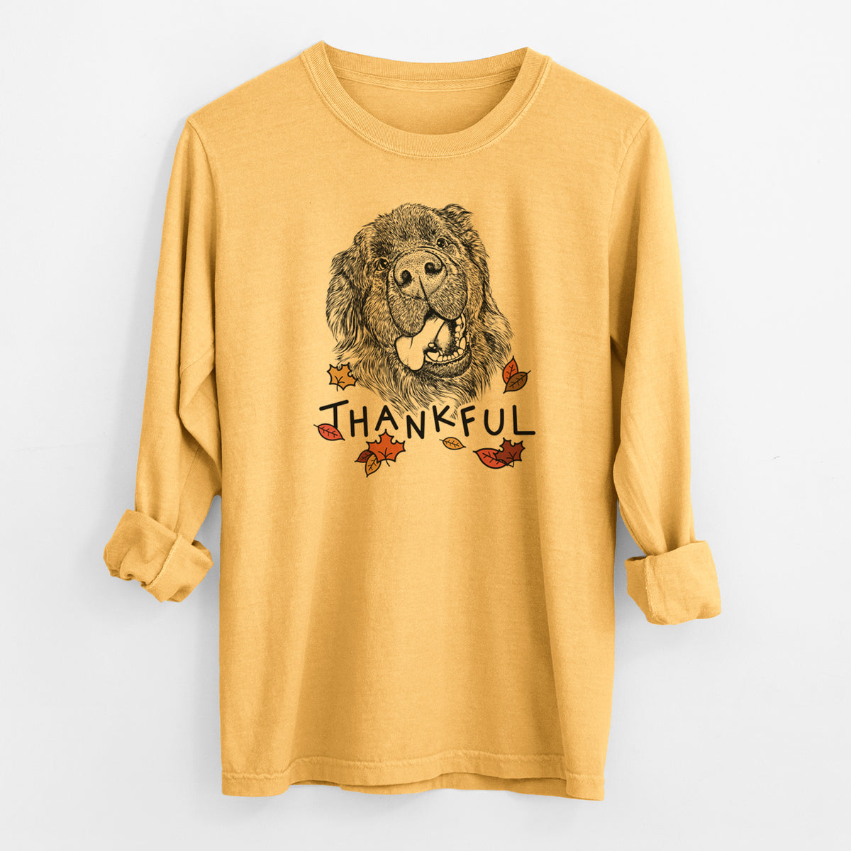 Thankful Tuna the Newfoundland - Men's Heavyweight 100% Cotton Long Sleeve
