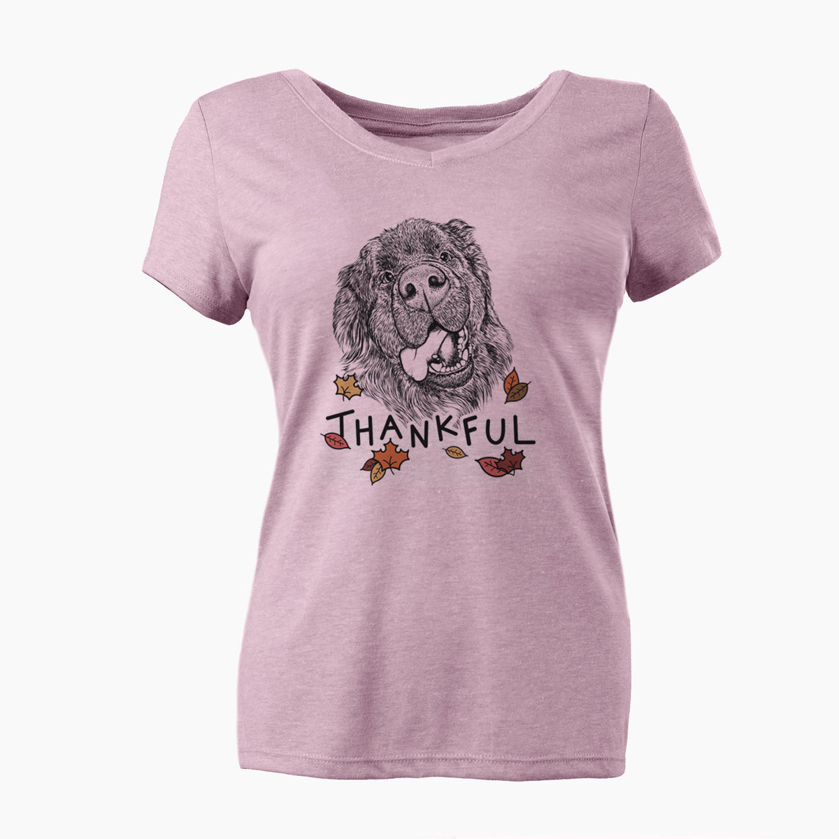 Thankful Tuna the Newfoundland - Women's V-neck Shirt