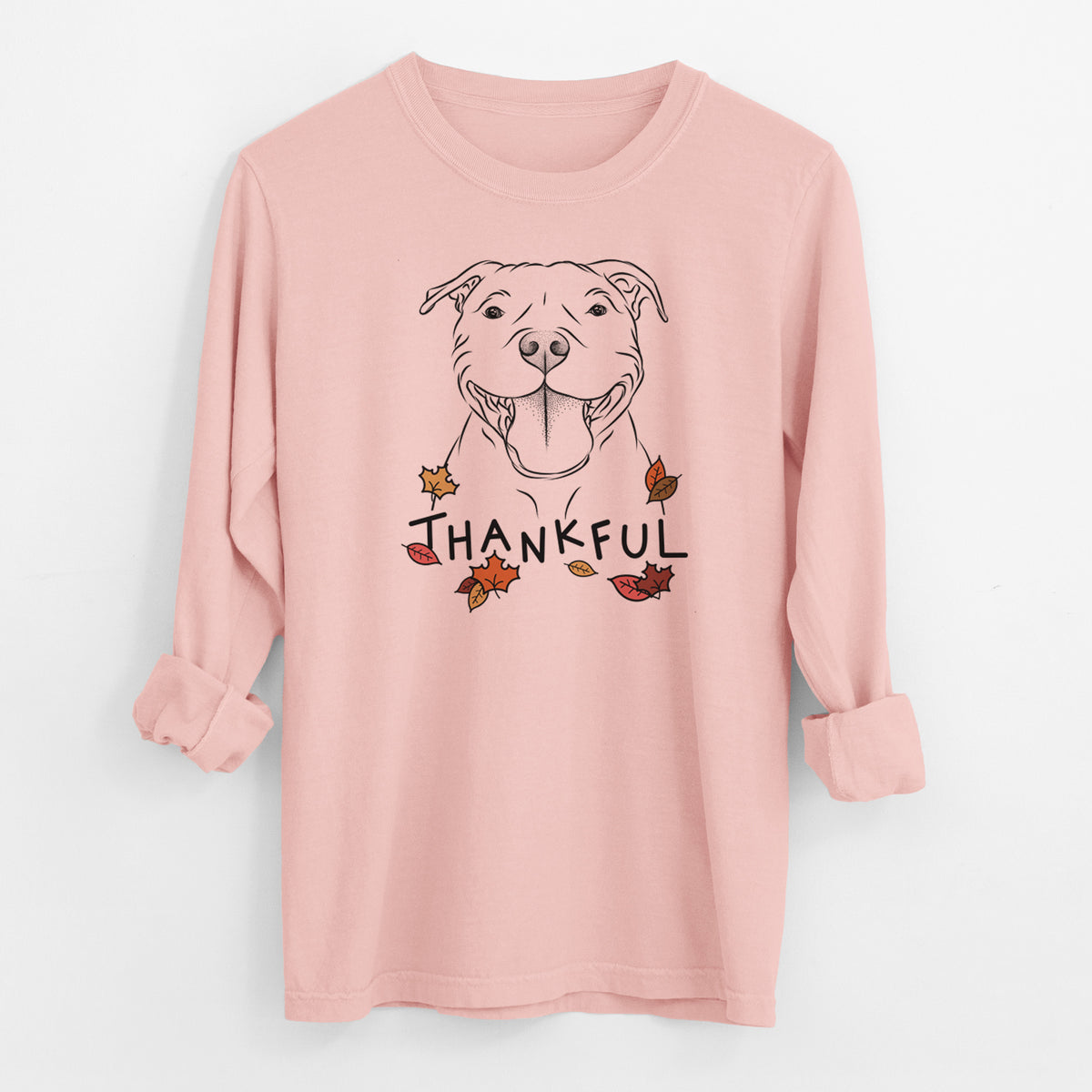 Thankful Wafer the Staffordshire Bull Terrier - Men's Heavyweight 100% Cotton Long Sleeve