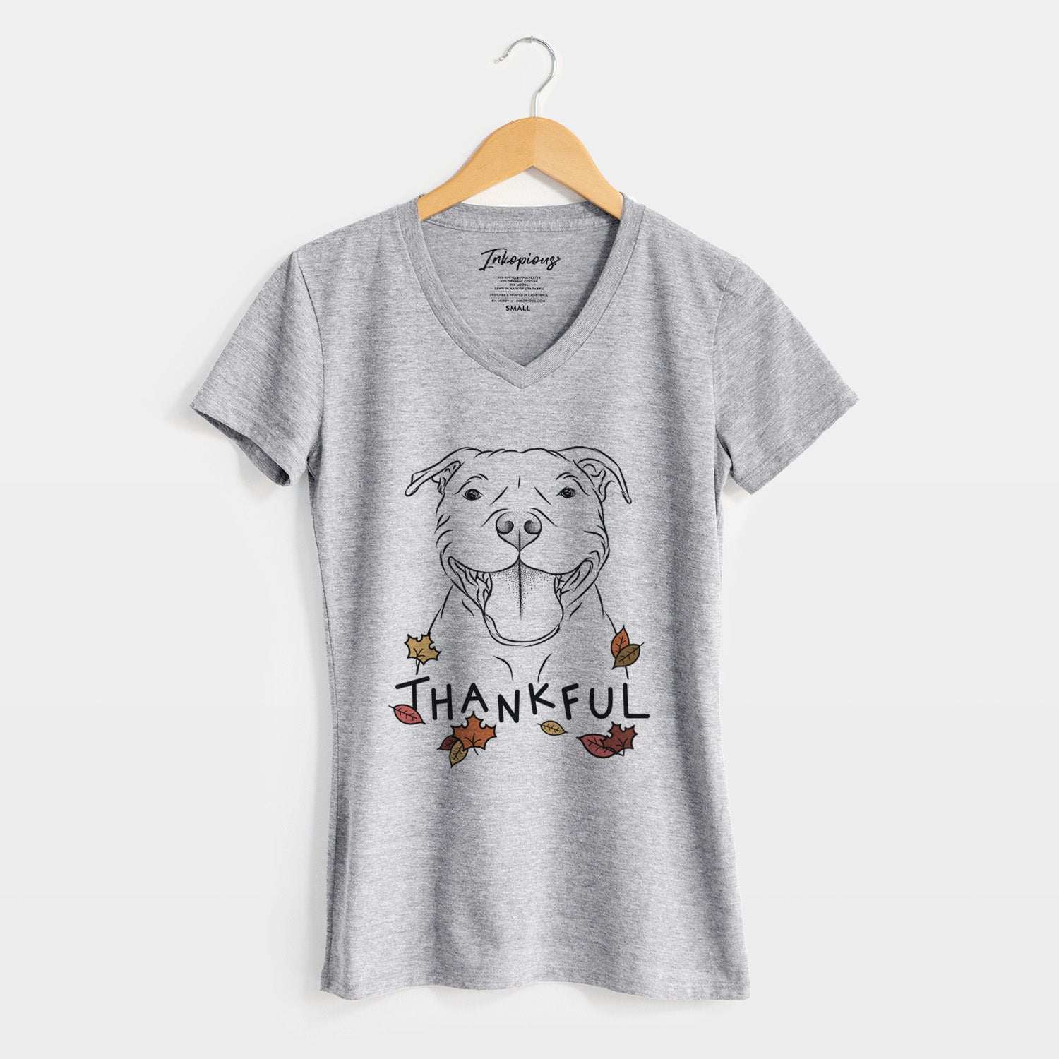 Thankful Wafer the Staffordshire Bull Terrier - Women's V-neck Shirt