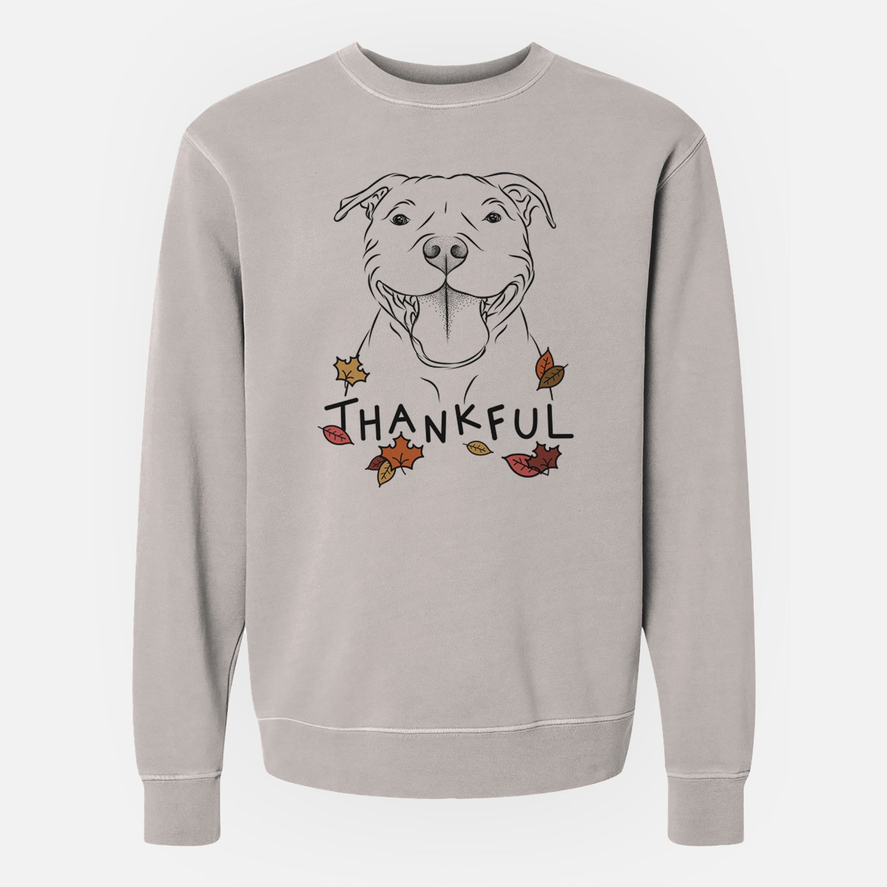 Thankful Wafer the Staffordshire Bull Terrier - Unisex Pigment Dyed Crew Sweatshirt