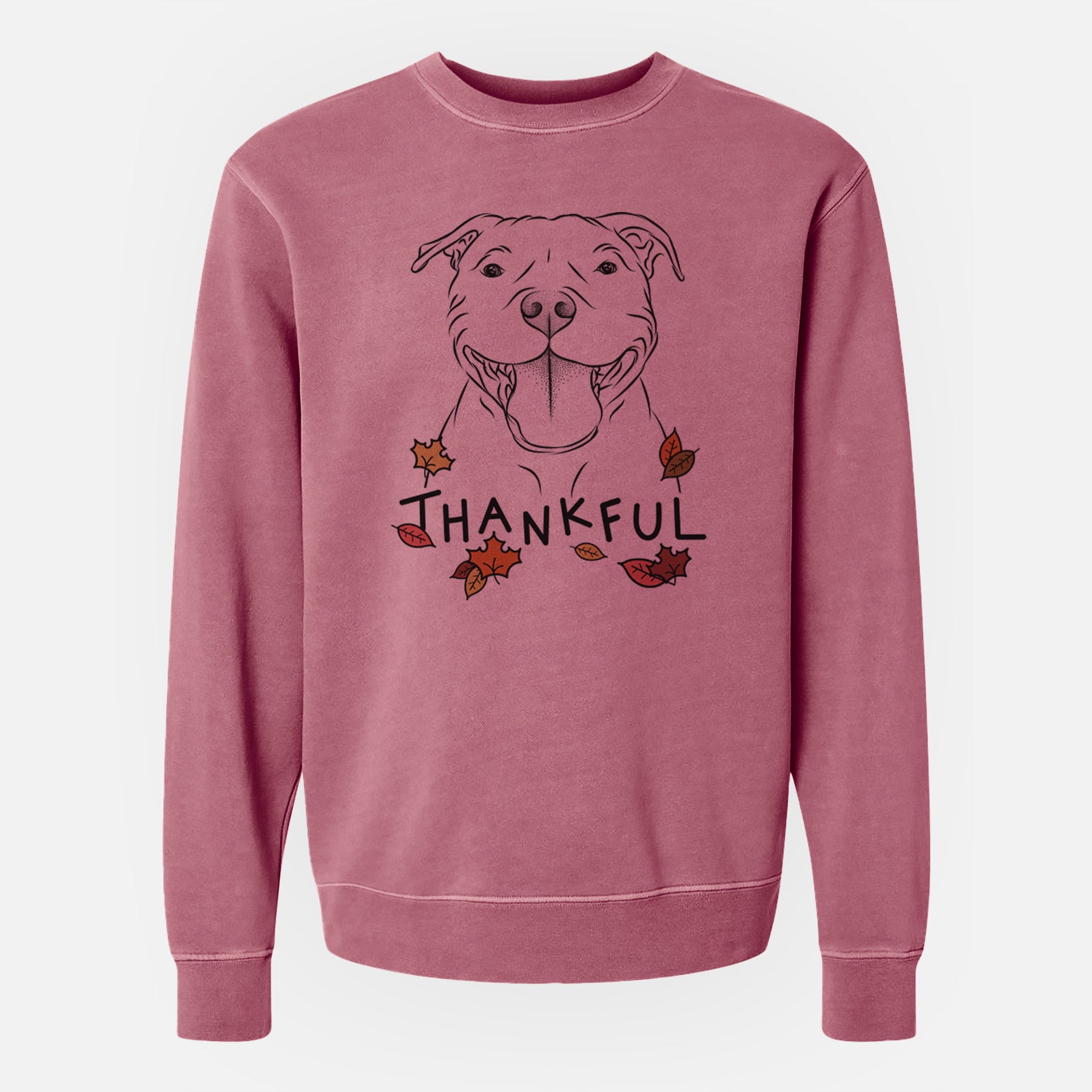 Thankful Wafer the Staffordshire Bull Terrier - Unisex Pigment Dyed Crew Sweatshirt