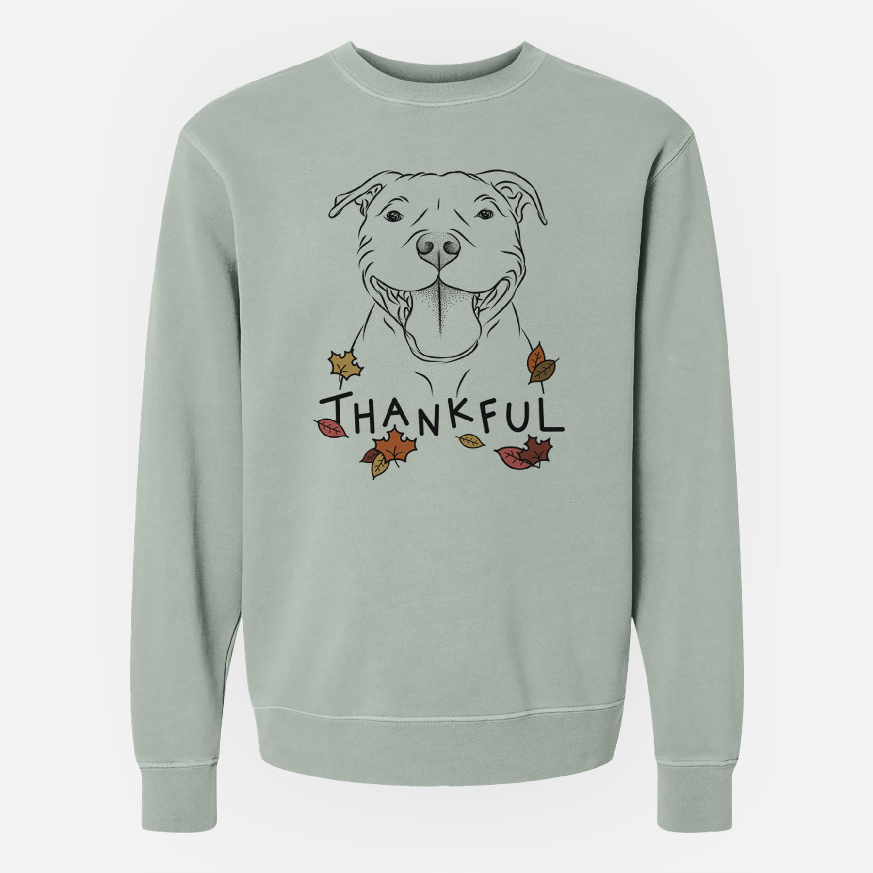 Thankful Wafer the Staffordshire Bull Terrier - Unisex Pigment Dyed Crew Sweatshirt