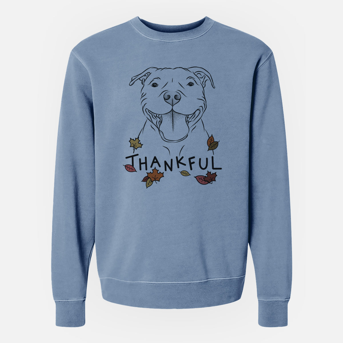 Thankful Wafer the Staffordshire Bull Terrier - Unisex Pigment Dyed Crew Sweatshirt