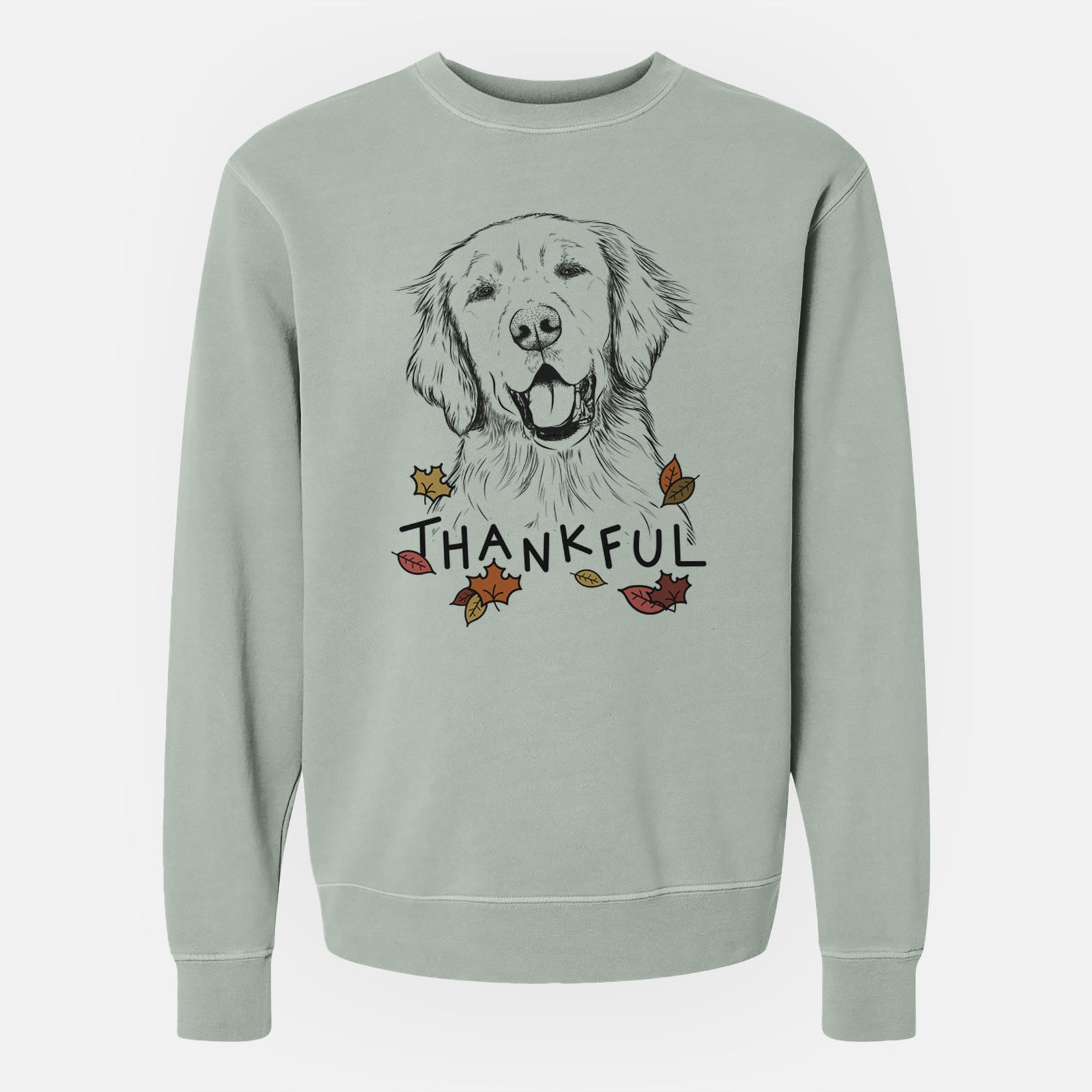 Thankful Wallace the Golden Retriever - Unisex Pigment Dyed Crew Sweatshirt