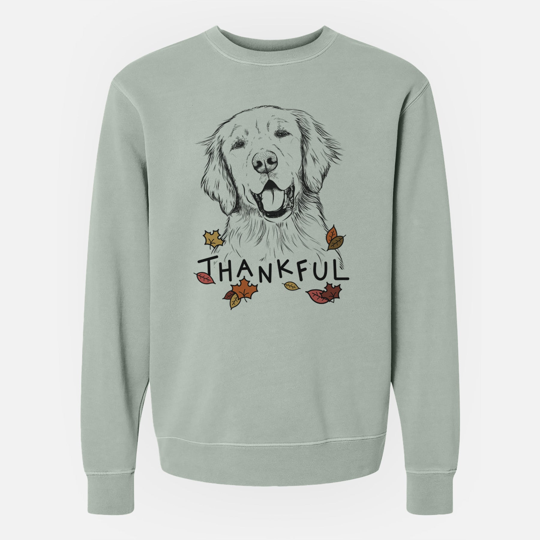 Thankful Wallace the Golden Retriever - Unisex Pigment Dyed Crew Sweatshirt
