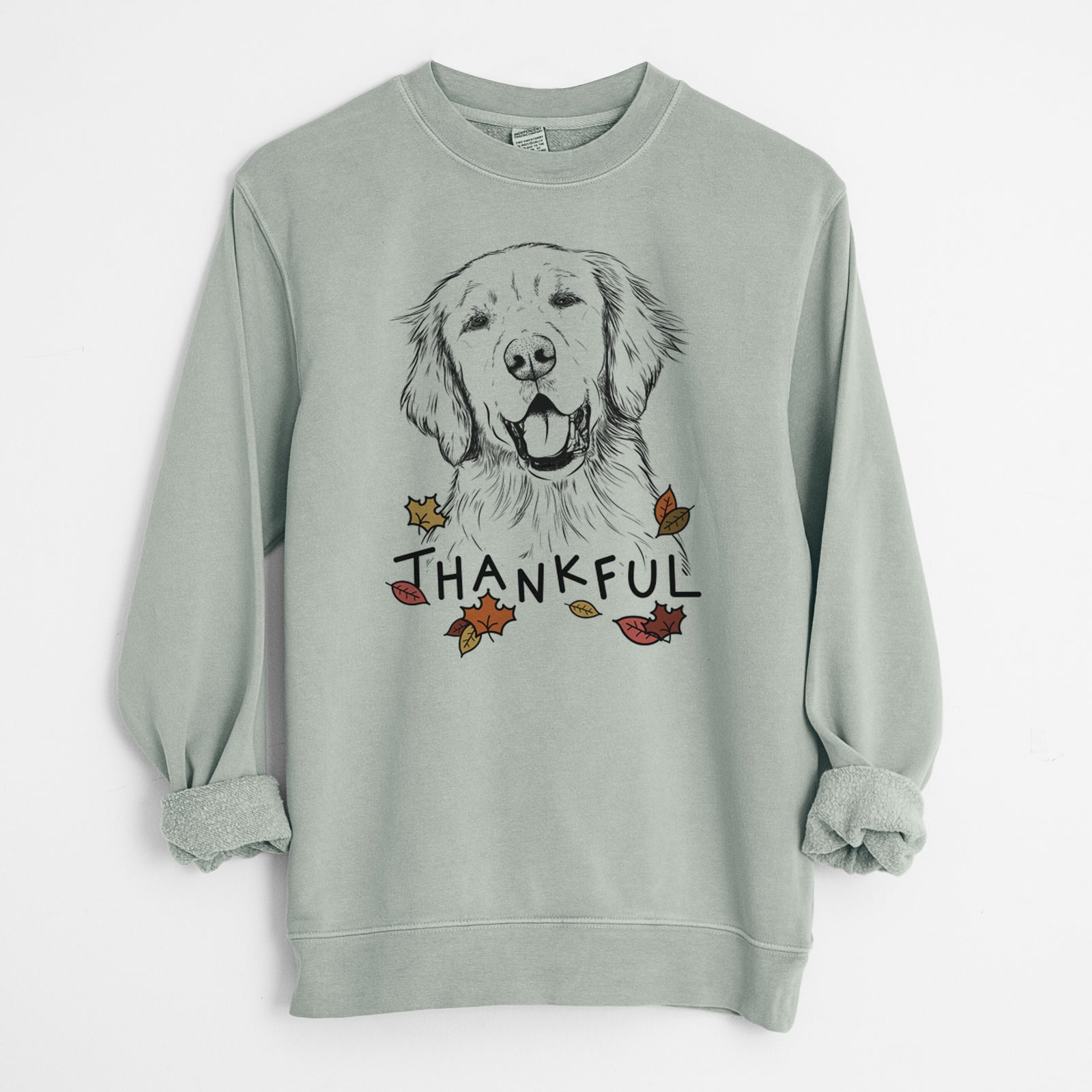 Thankful Wallace the Golden Retriever - Unisex Pigment Dyed Crew Sweatshirt