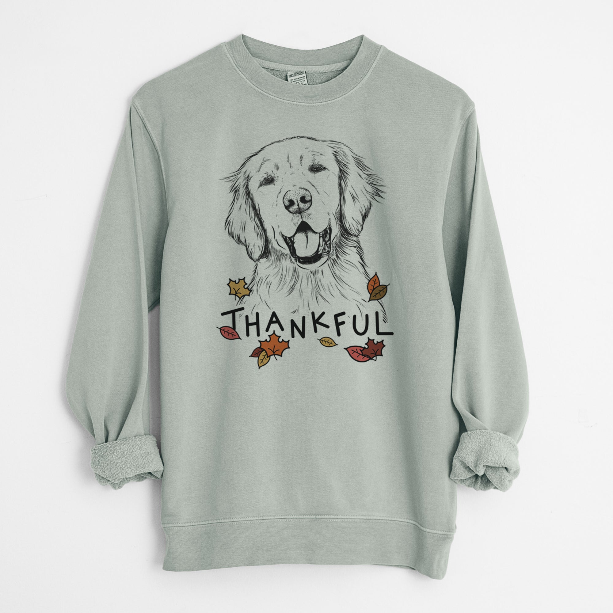 Thankful Wallace the Golden Retriever - Unisex Pigment Dyed Crew Sweatshirt