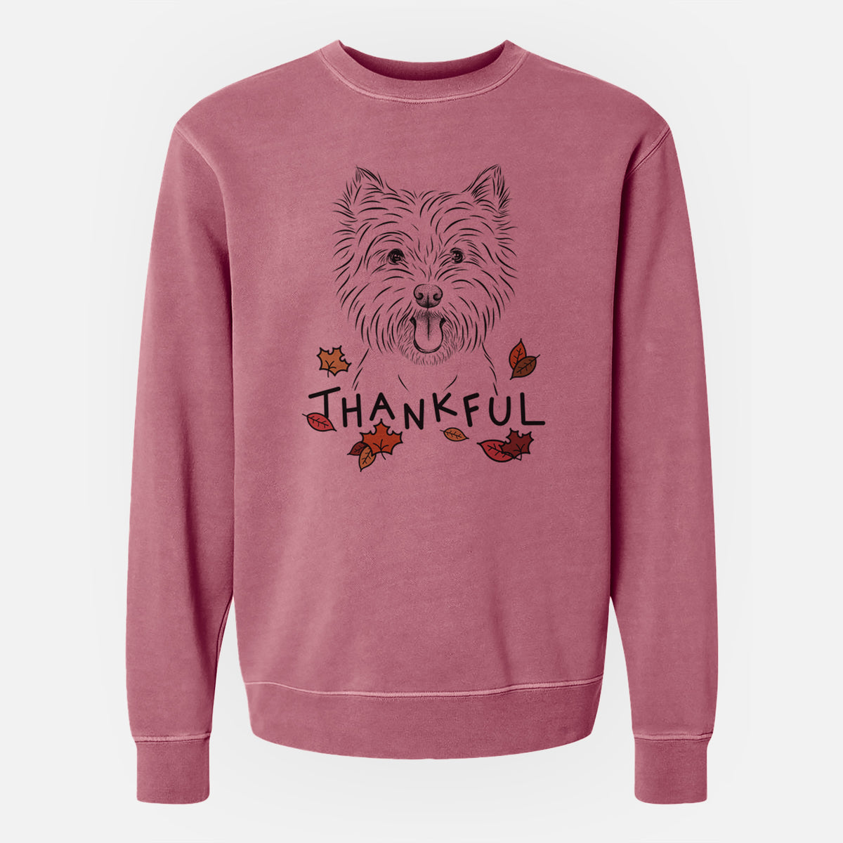 Thankful Welma the West Highland Terrier - Unisex Pigment Dyed Crew Sweatshirt