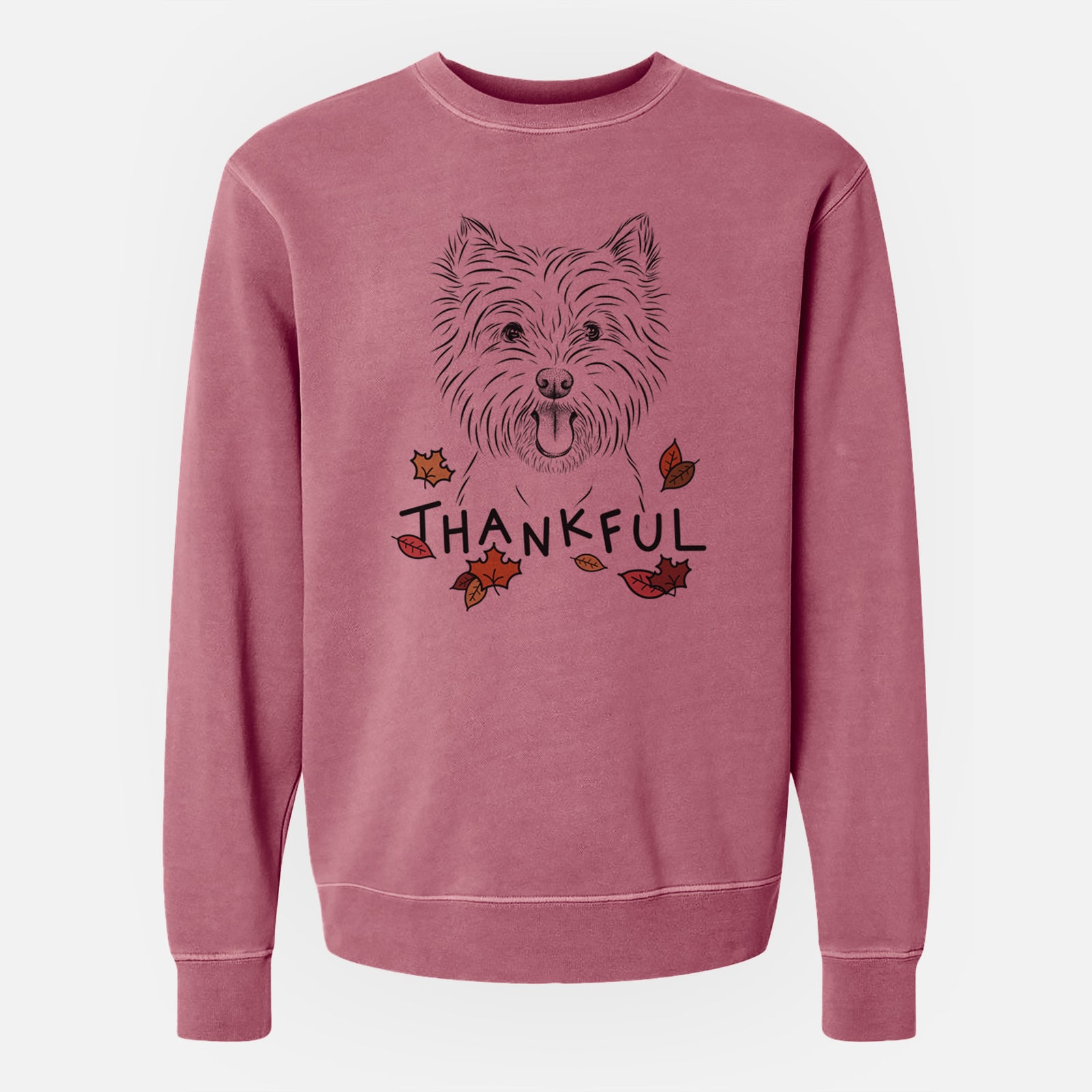 Thankful Welma the West Highland Terrier - Unisex Pigment Dyed Crew Sweatshirt