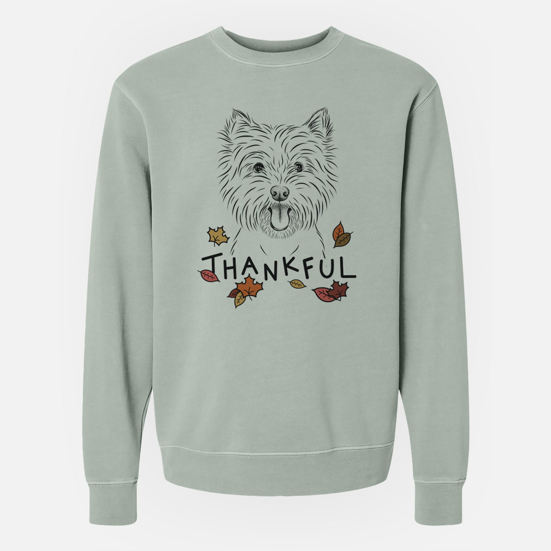 Thankful Welma the West Highland Terrier - Unisex Pigment Dyed Crew Sweatshirt