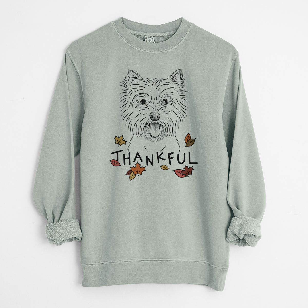 Thankful Welma the West Highland Terrier - Unisex Pigment Dyed Crew Sweatshirt