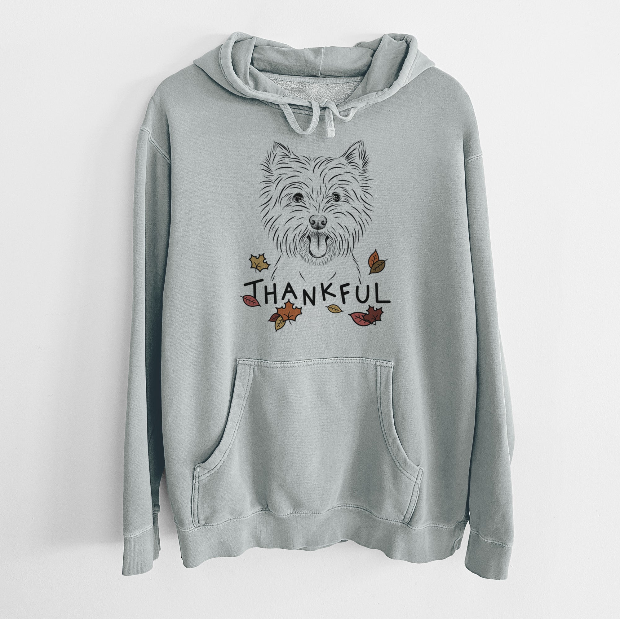 Thankful Welma the West Highland Terrier - Unisex Pigment Dyed Hoodie