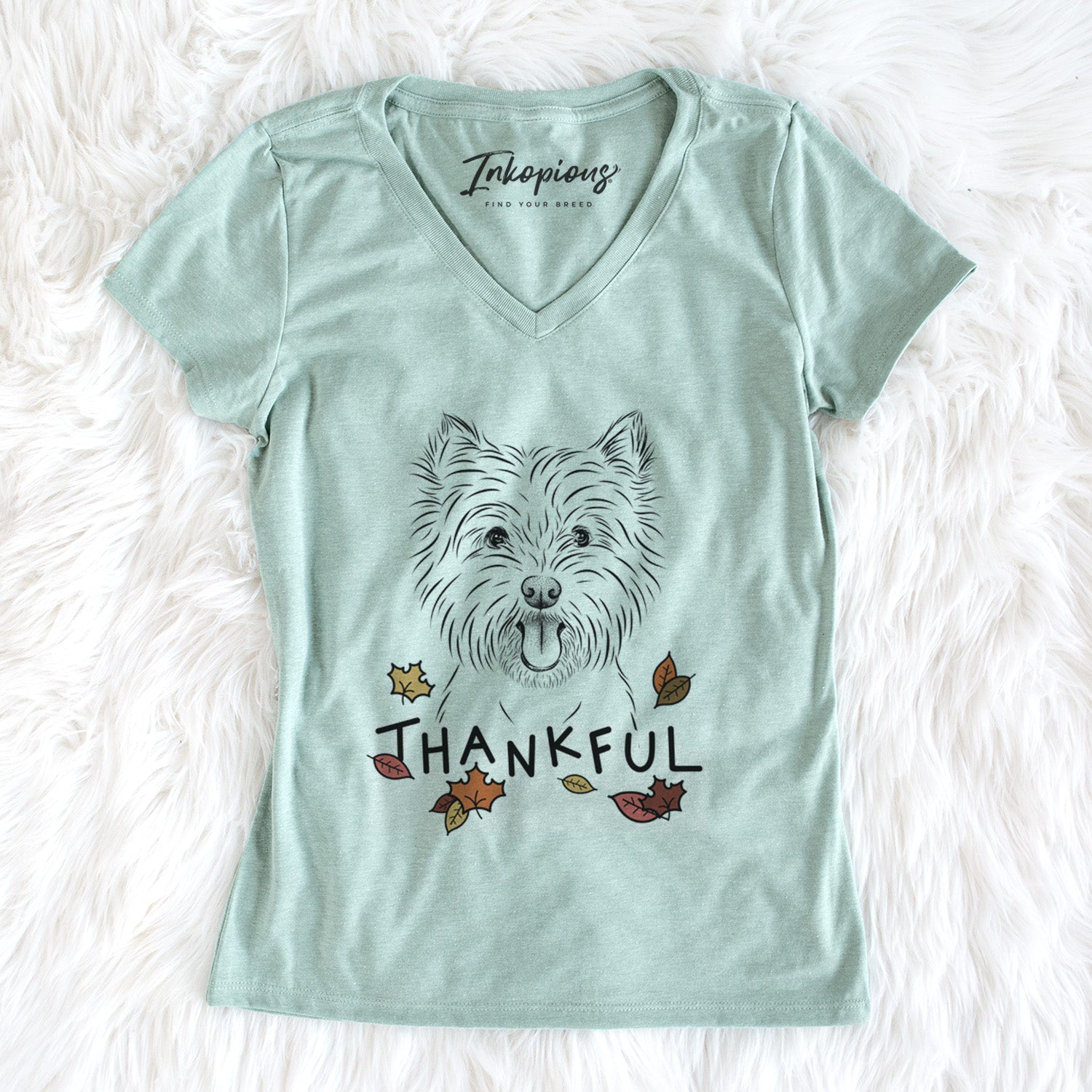 Thankful Welma the West Highland Terrier - Women's V-neck Shirt